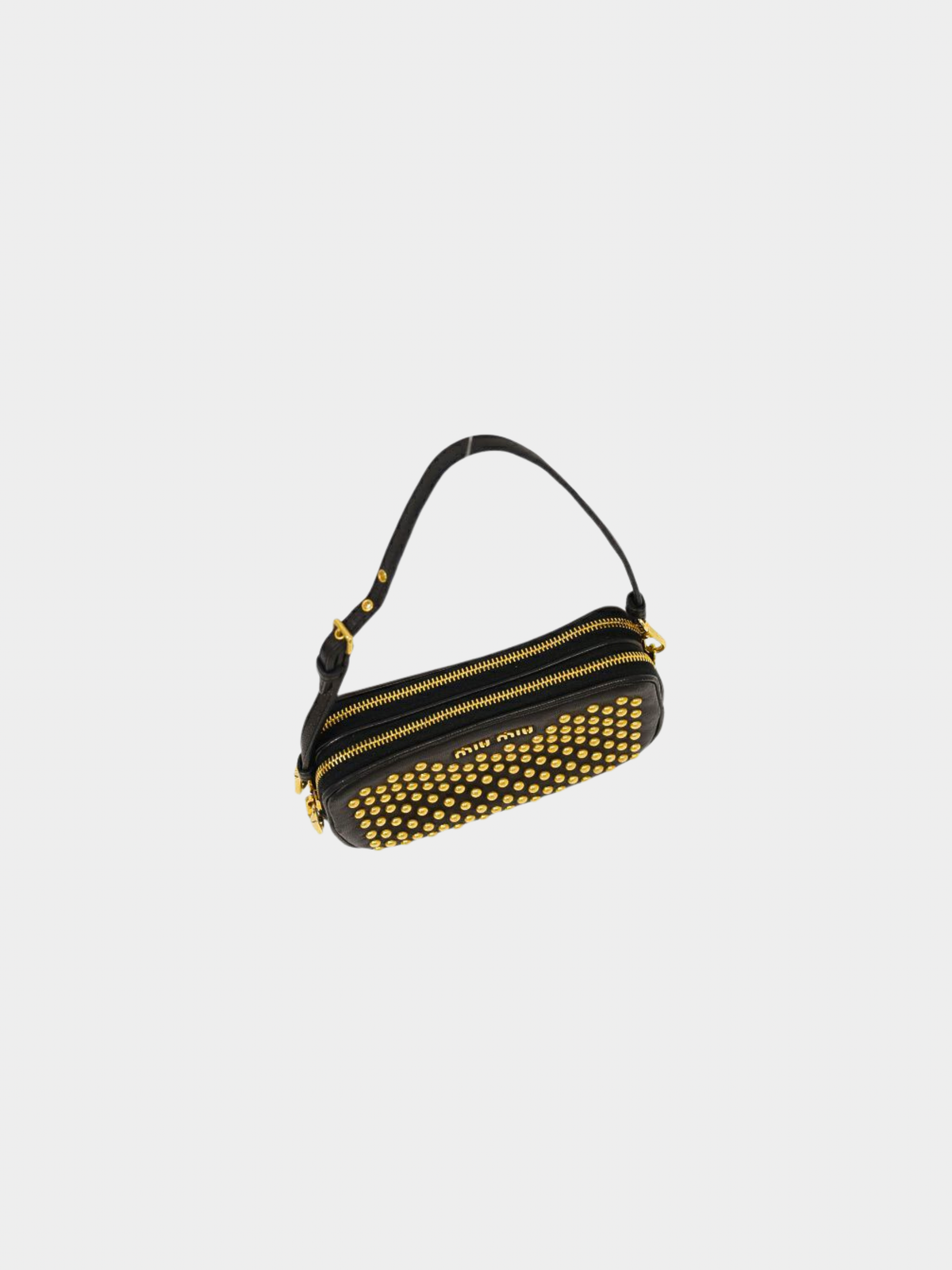 Miu Miu 2000s Black Studded Leather Mini Handbag