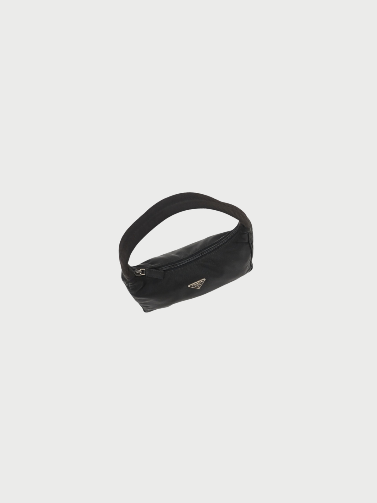 Prada 2005 Black Nylon Triangle Logo Hardware Handbag