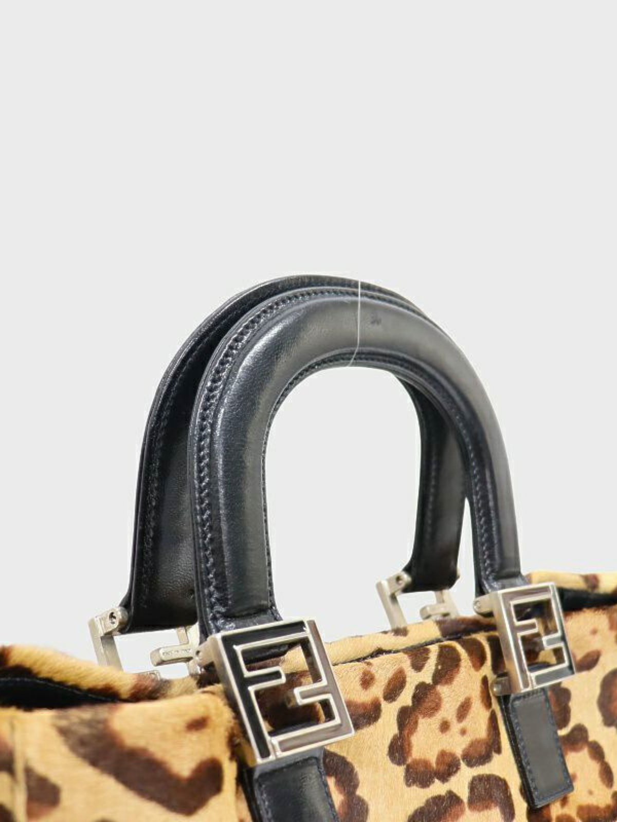 Fendi 2000s Brown Black Leopard Haircalf Handbag
