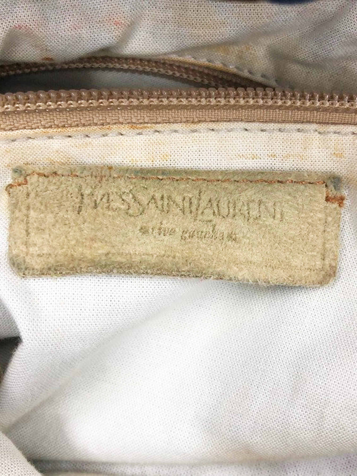 Yves Saint Laurent 1990s Denim and Beige Suede Shoulder Bag