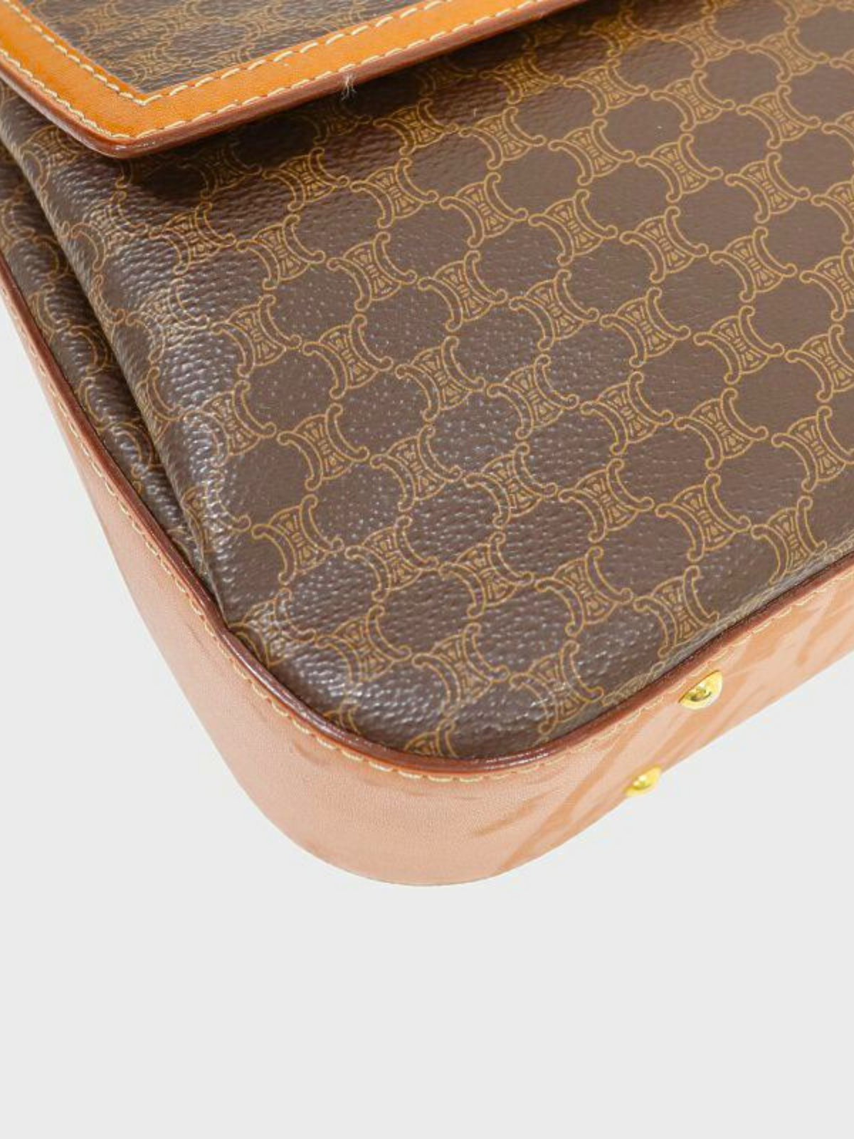 Celine 2000s Brown Macadam Turn Lock Handbag