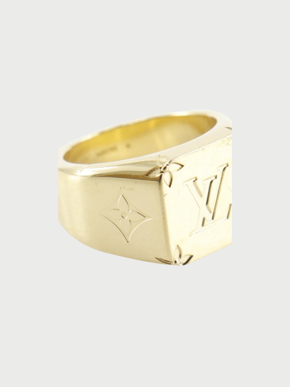 Louis Vuitton 2021 Gold Plated Metal Monogram Signet Ring