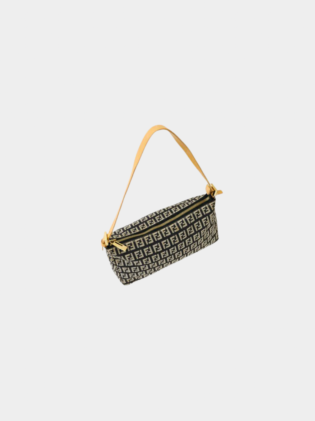 Fendi 2000s Black Beige Zucchino One-Shoulder Bag
