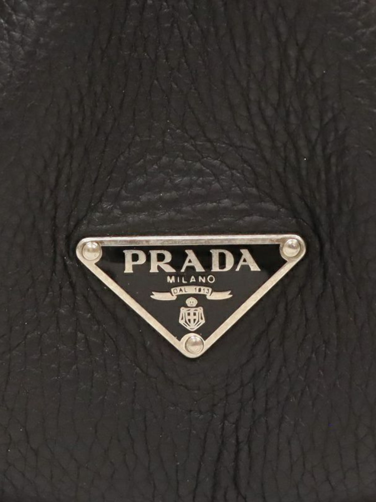 Prada 2000s Black Leather Triangle Logo Handbag