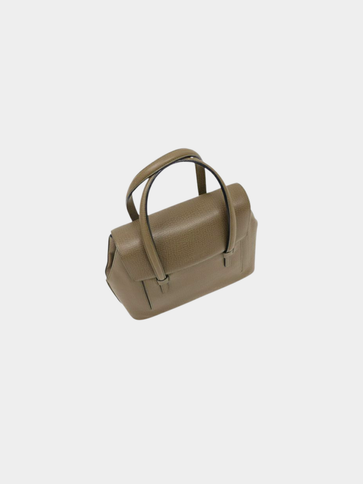 Loewe 1990s Khaki Shrink Leather Logo-Stamped Handbag