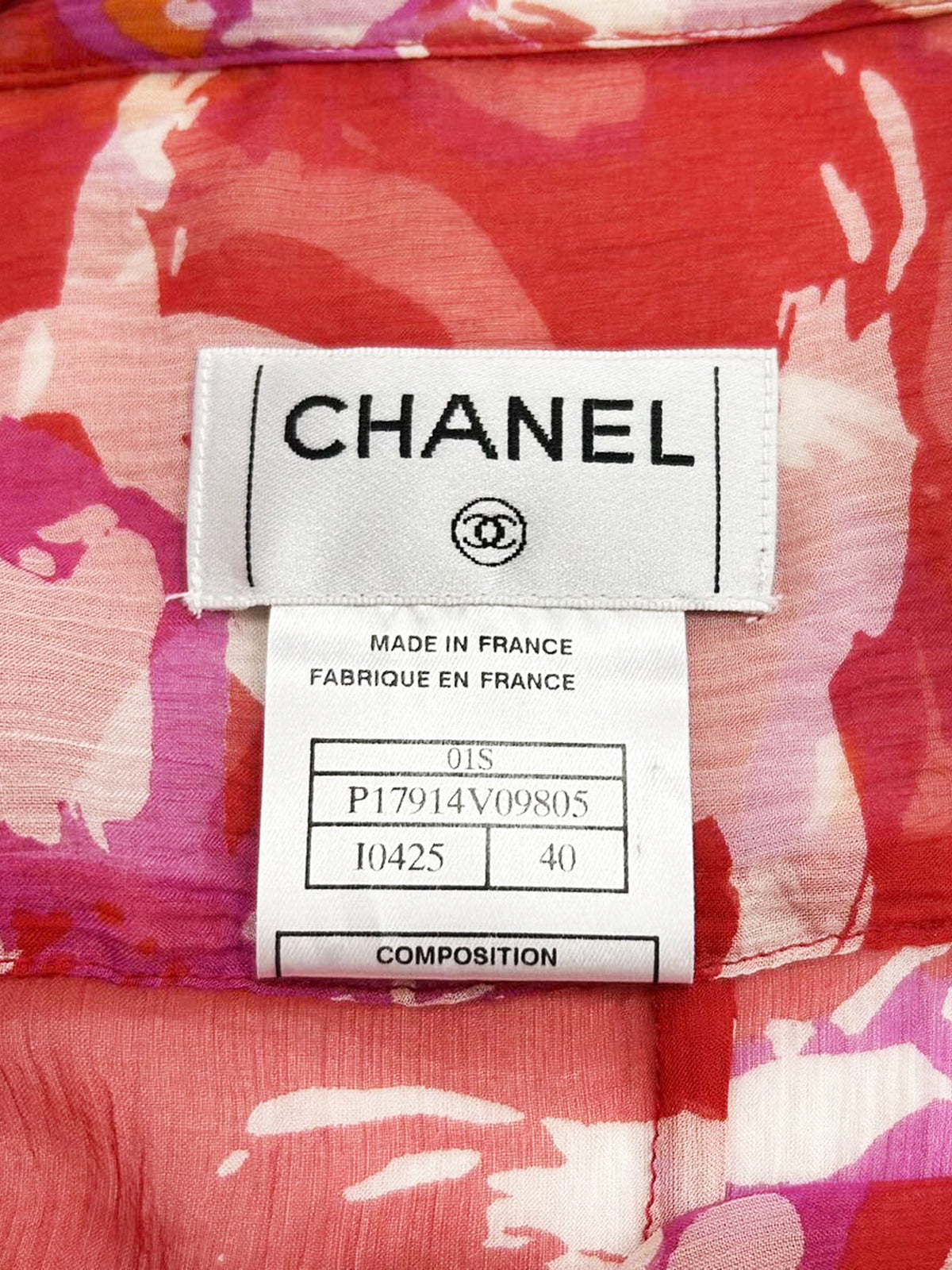 Chanel Rare SS 2001 Tropical Red Floral Button-up Shirt