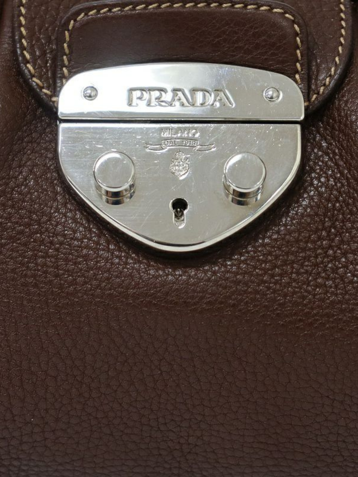Prada 2000s Brown Leather Logo Hardware Handbag