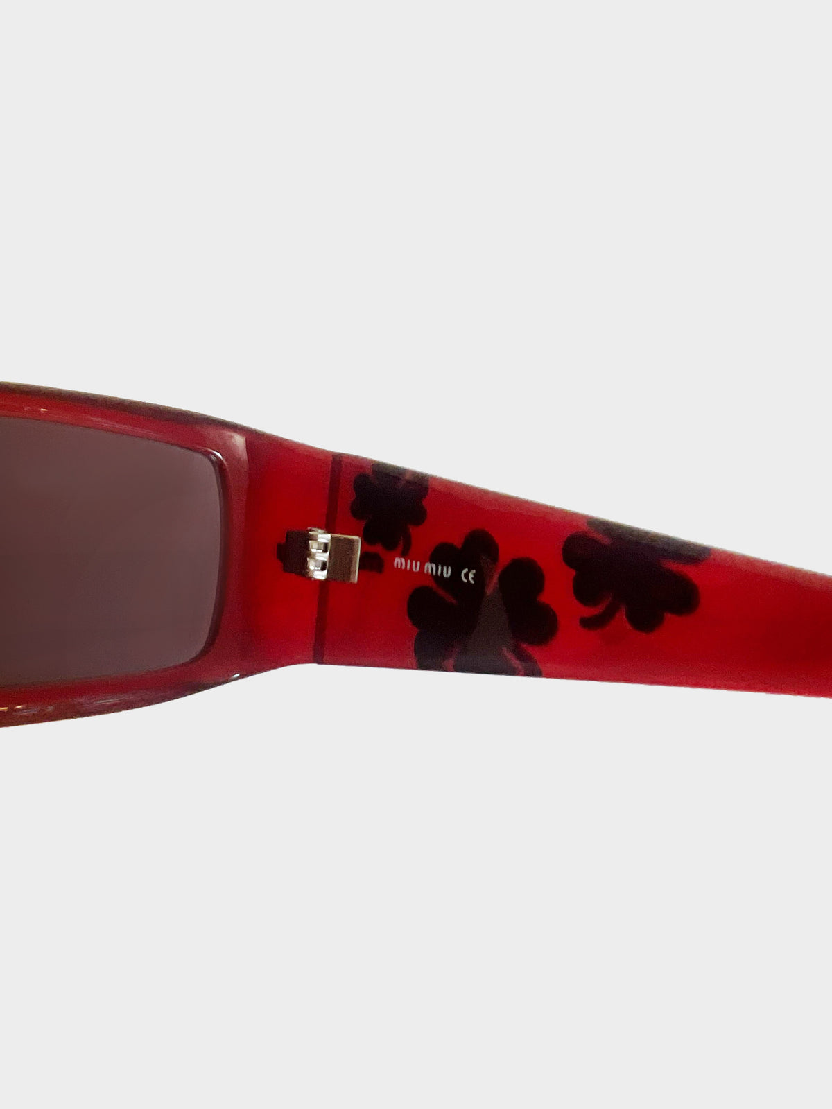 Miu Miu 2000s Burgundy Mirror Clover Motif Sunglasses