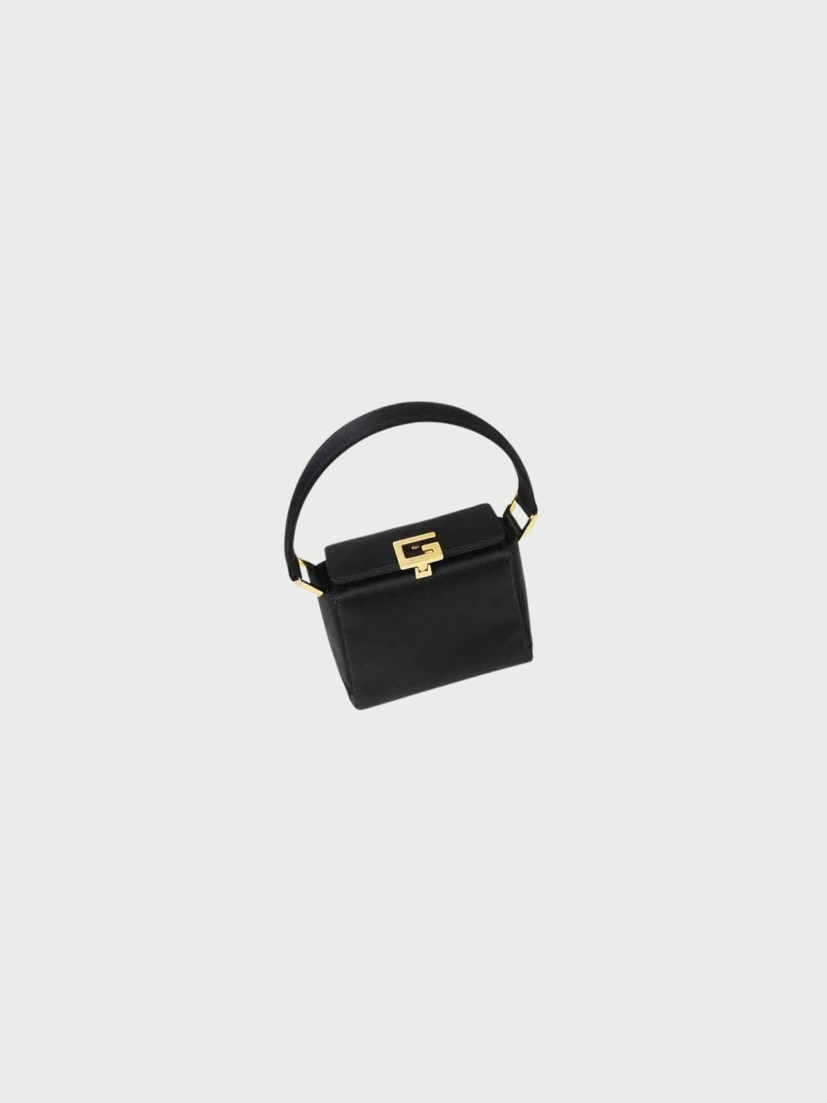 Gucci 2000s Black Satin Logo Hardware Mini Handbag
