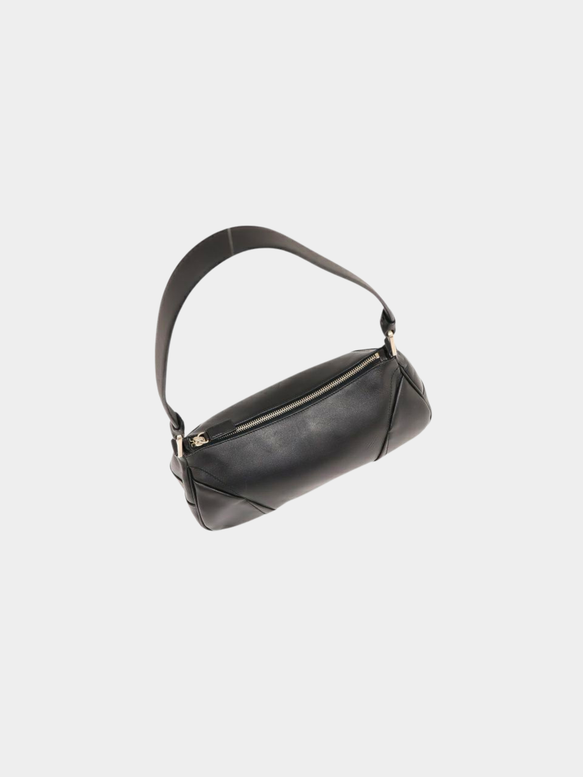 Prada 2000s Black Leather Logo Embossed One-Shoulder Bag