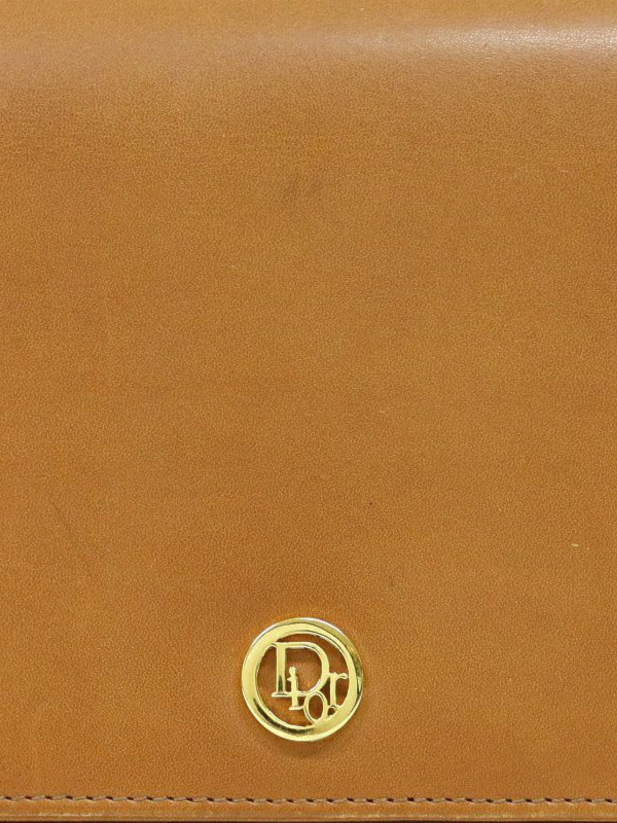 Christian Dior 2000s Camel Leather Logo Hardware Chain Shoulder Bag