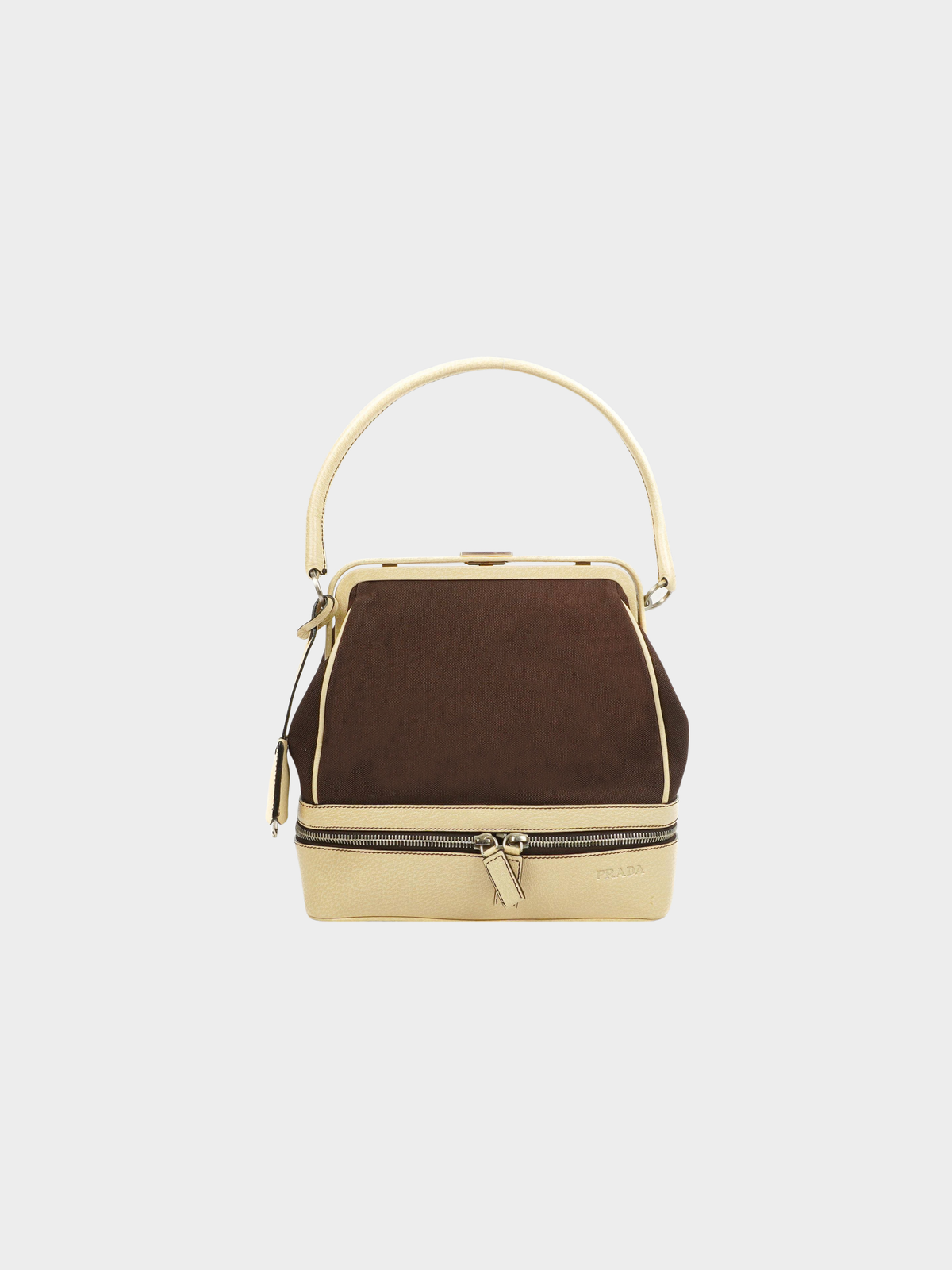 Prada 2000s Brown Canapa Cerniera Frame Doctor Bag