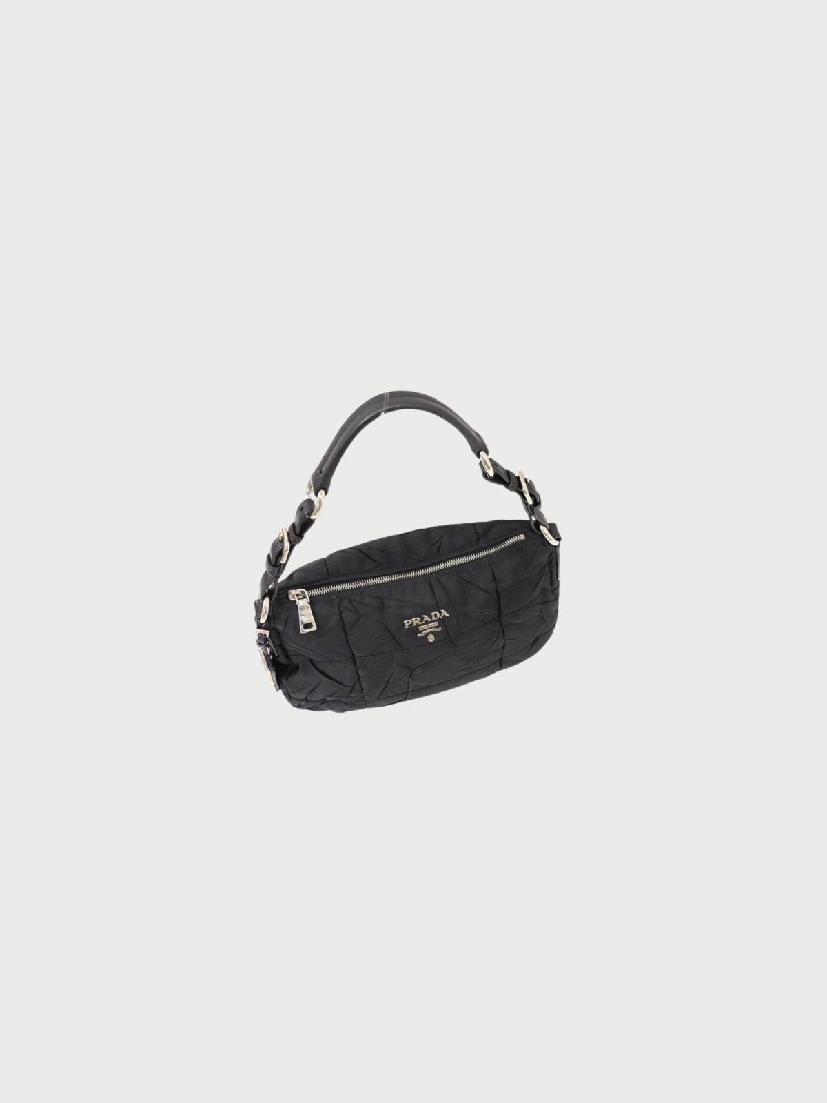 Prada 2000s Black Nylon Triangle Logo One-Shoulder Bag