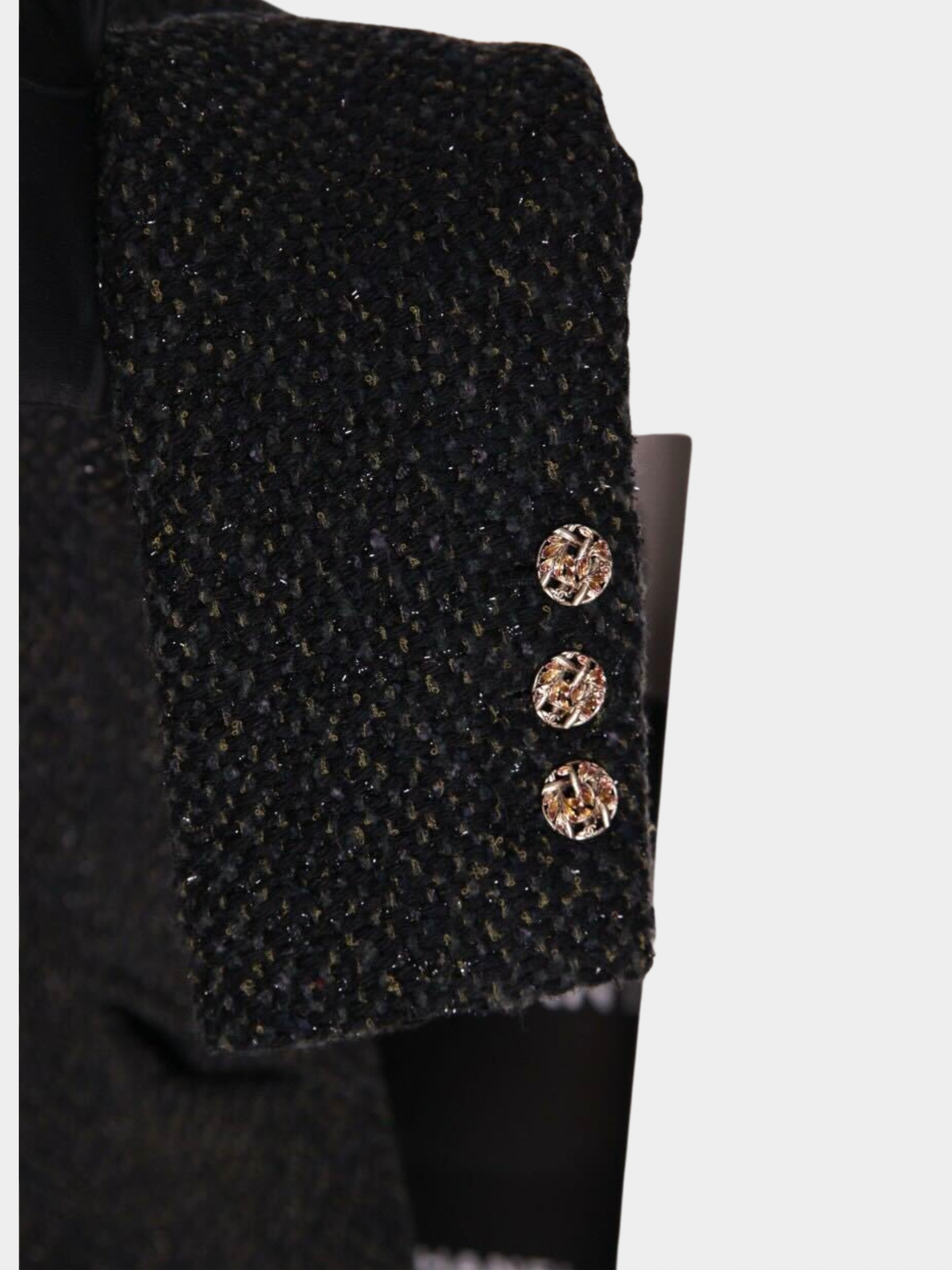 Chanel 2010s Black-Green Bouclé Tweed Long Jacket