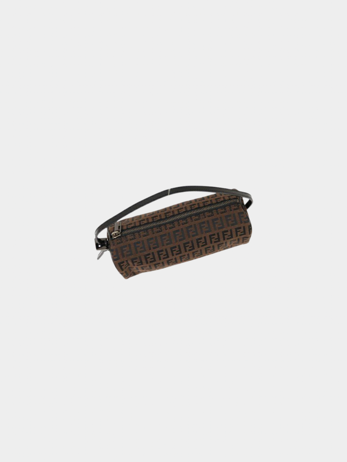 Fendi 2000s Brown Zucchino Canvas Leather Trim One-Shoulder Bag