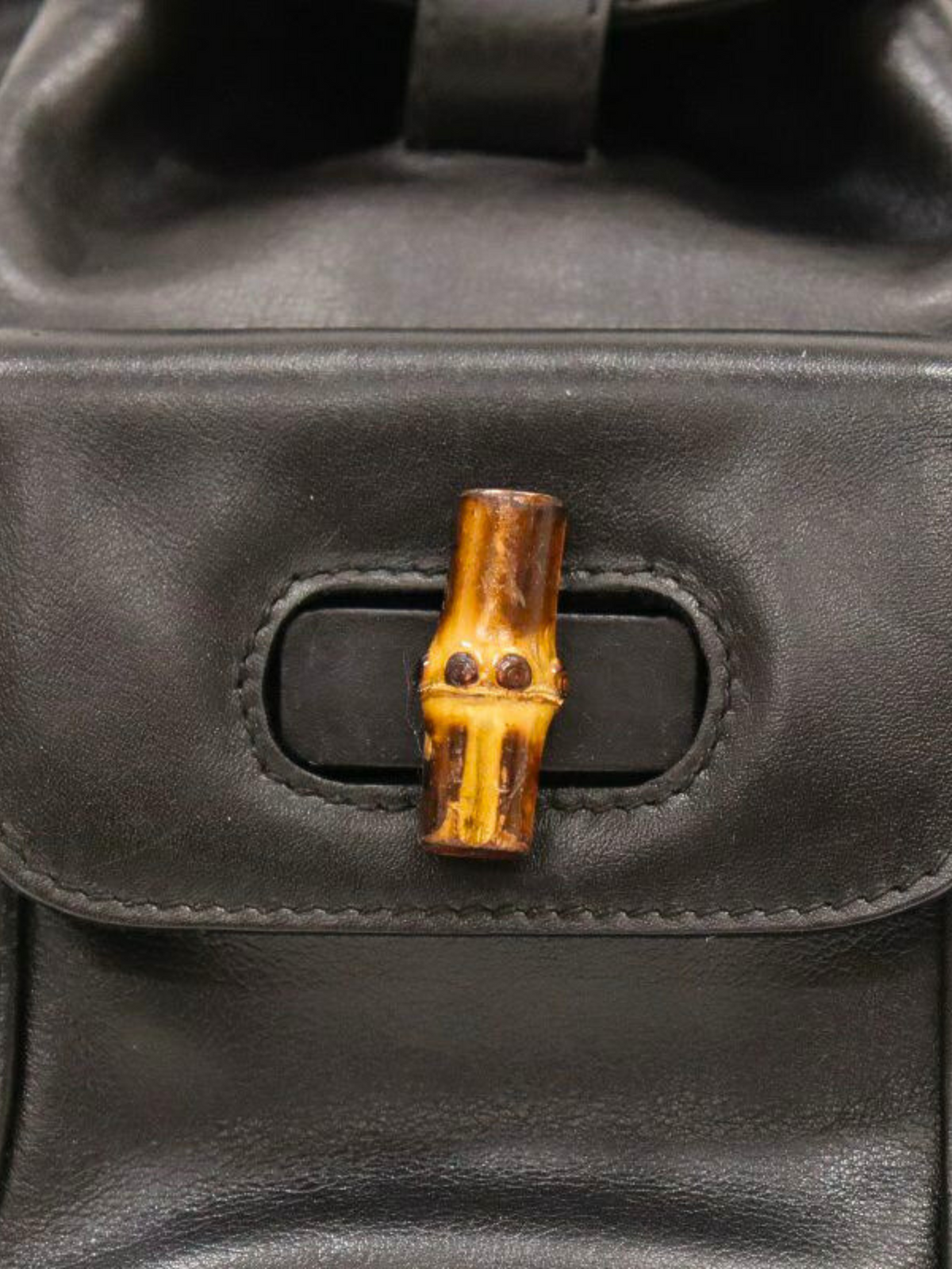 Gucci 1990s Black Bamboo Leather Backpack