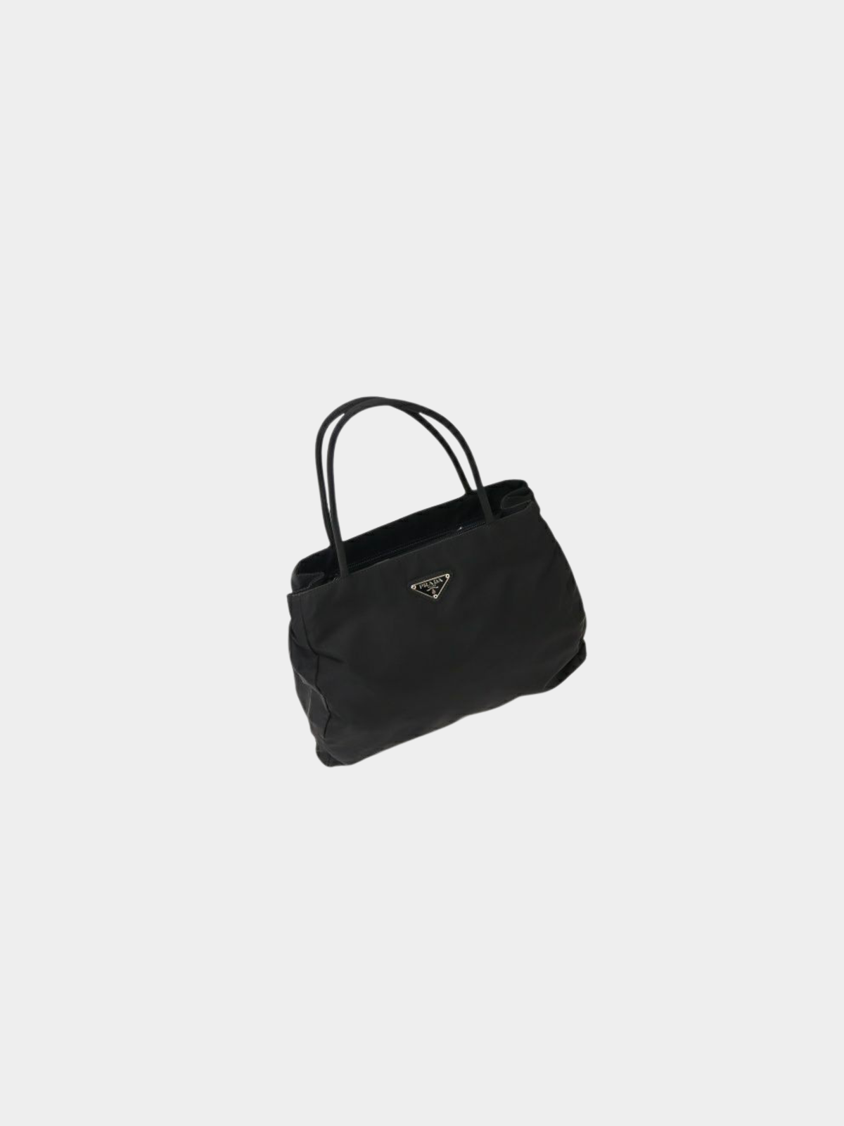 Prada 2000s Black Triangle Logo Hardware Nylon Tote Bag