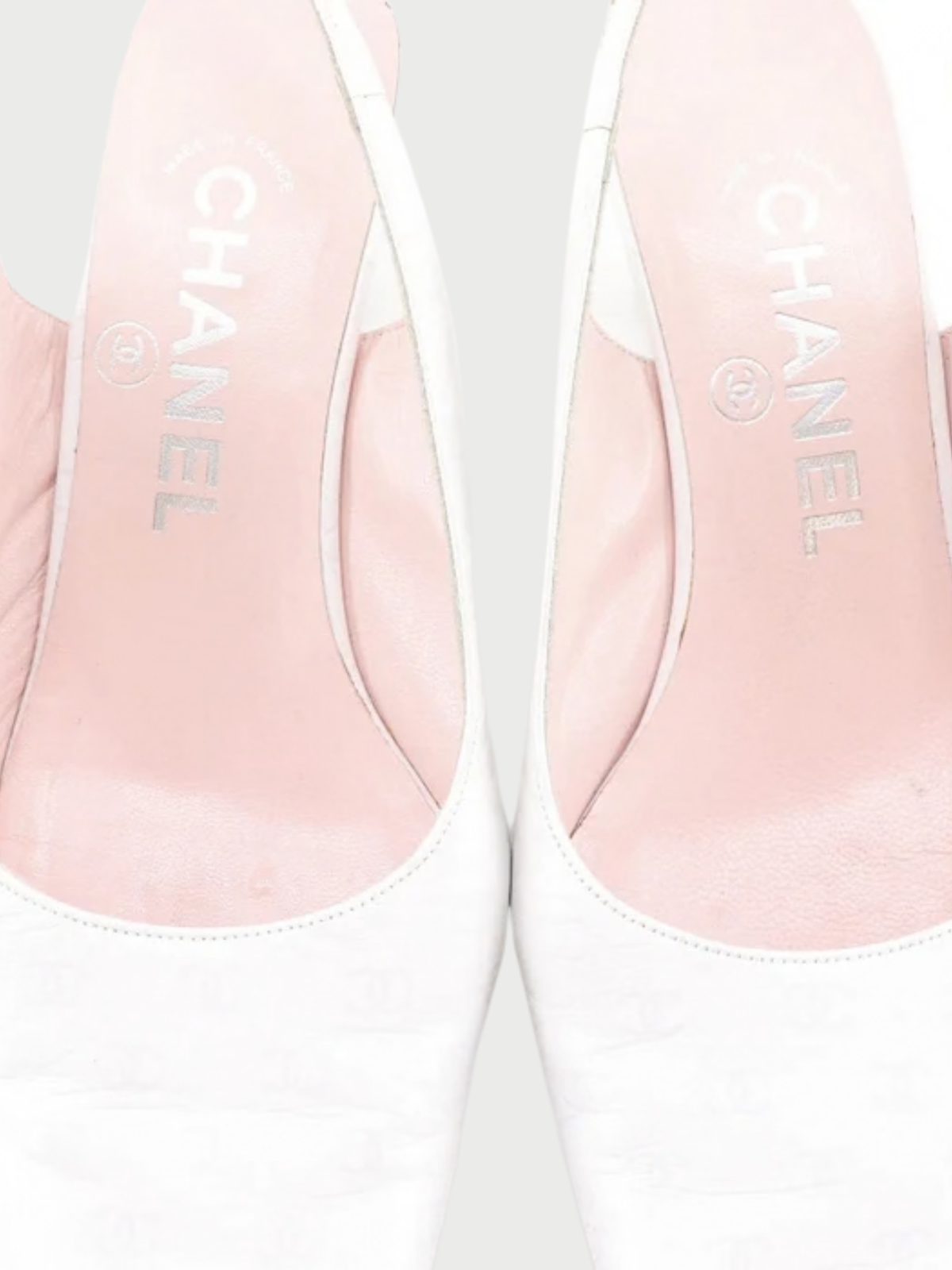 Chanel 1990s White Leather CC Backstrap Pumps