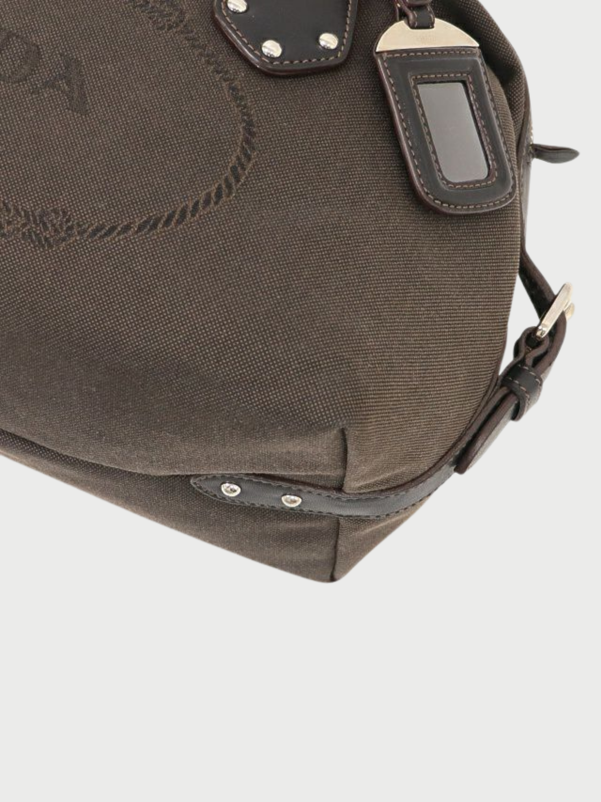 Prada 2000s Brown Logo Jacquard Mini Boston Bag