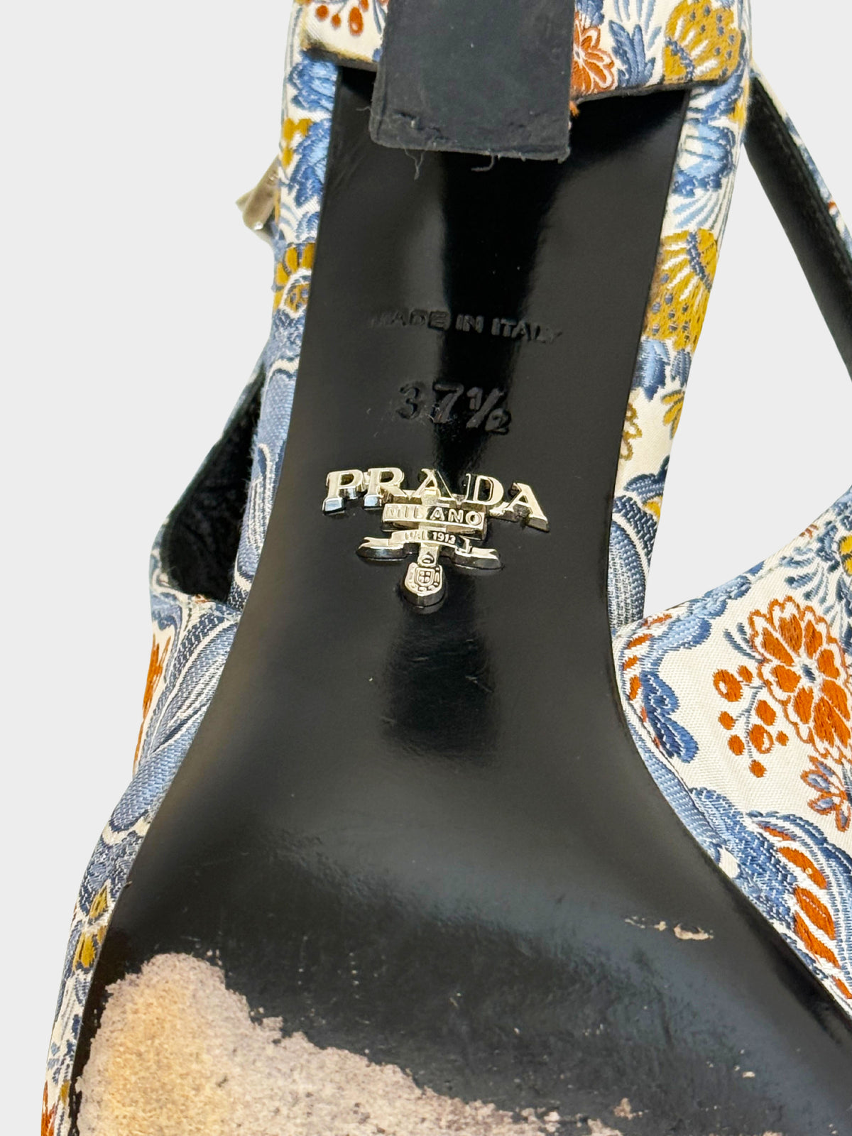 Prada SS 2015  Multicolor Floral Brocade Slingback Heels