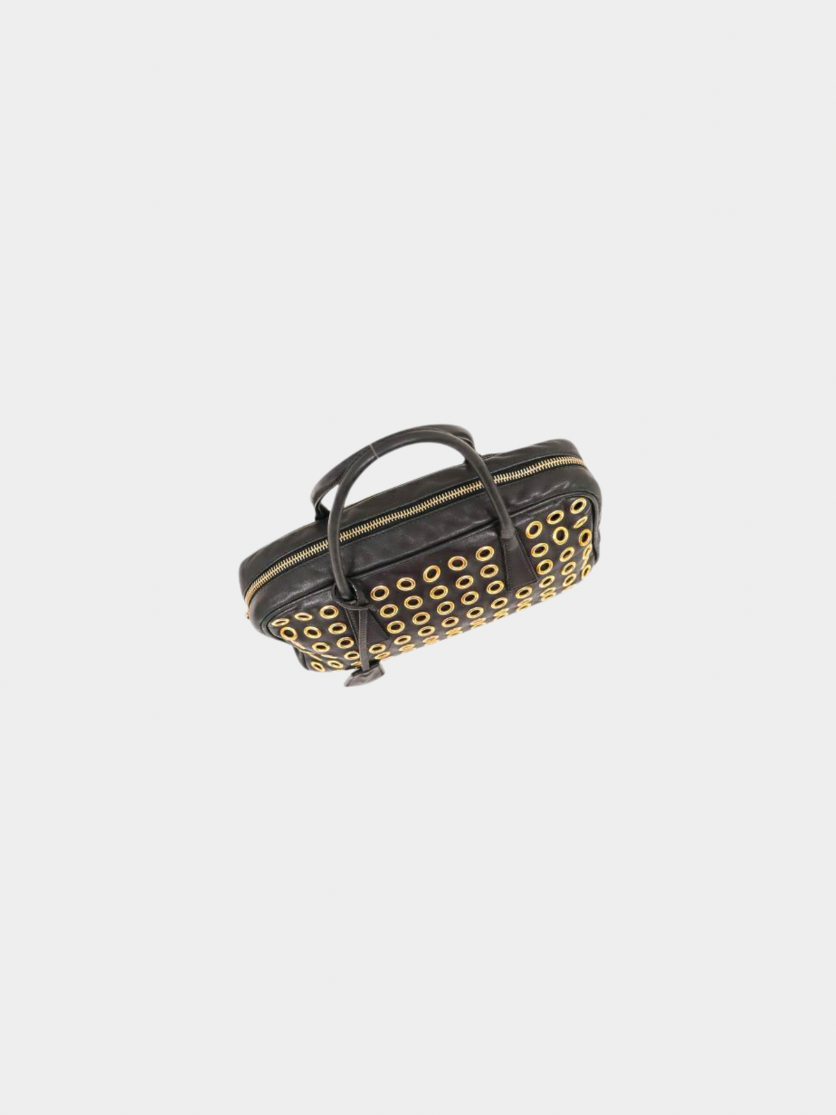 Prada 2000s Black Punching Leather Handbag