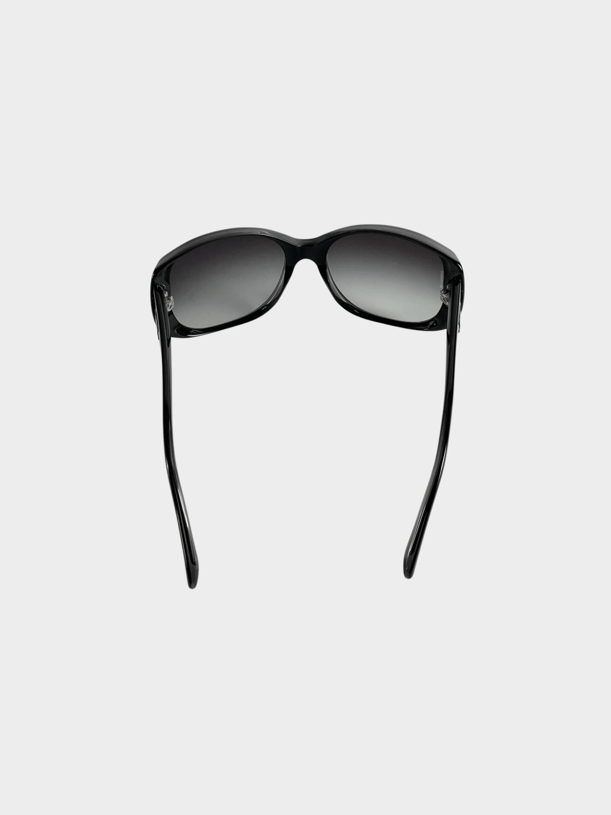 Chanel 2000s Black Frame Gradient Tint CC Logo Sunglasses