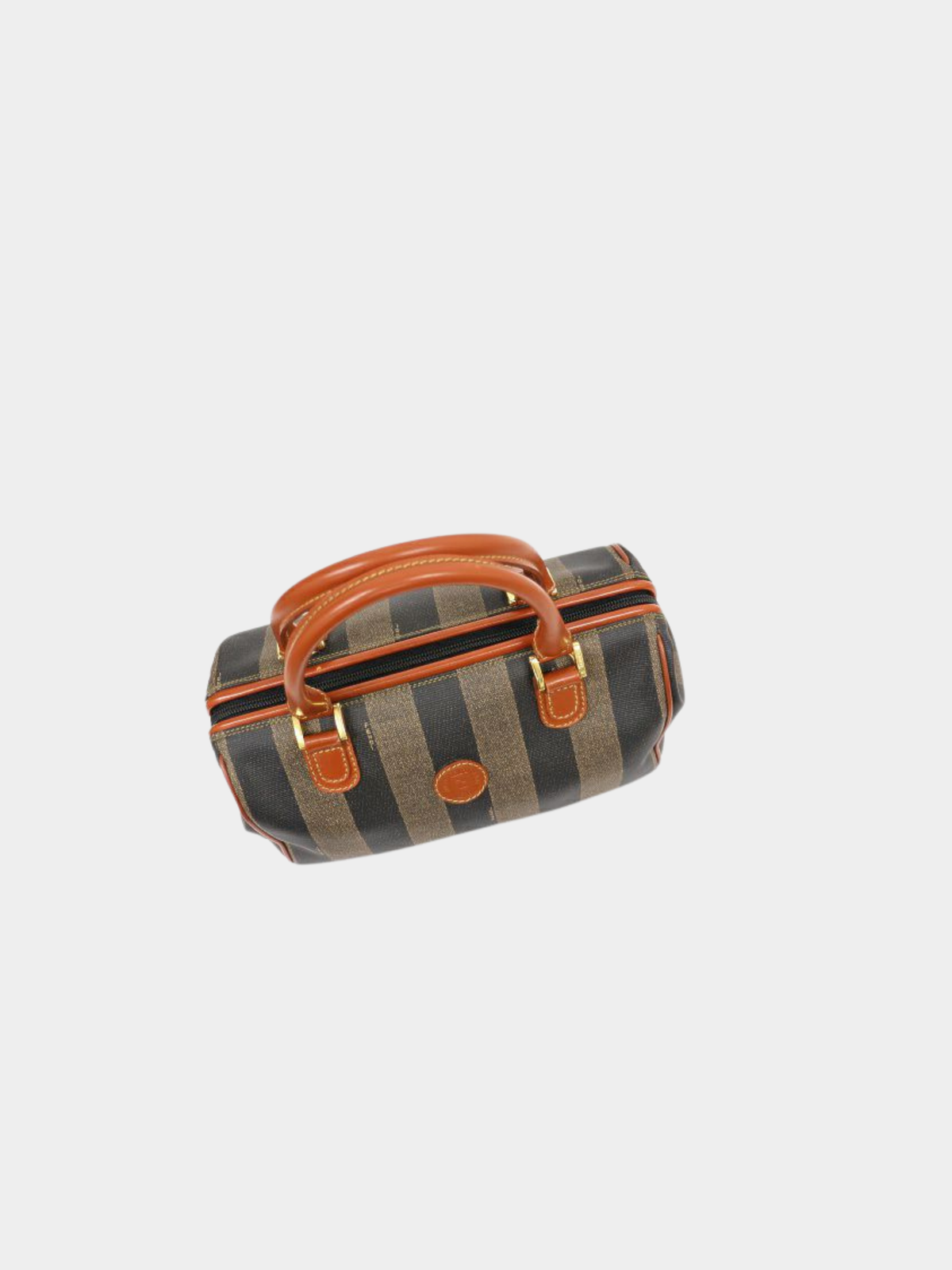 Fendi 2000s Khaki Black Brown Pequin Stripe 2-Way Bag