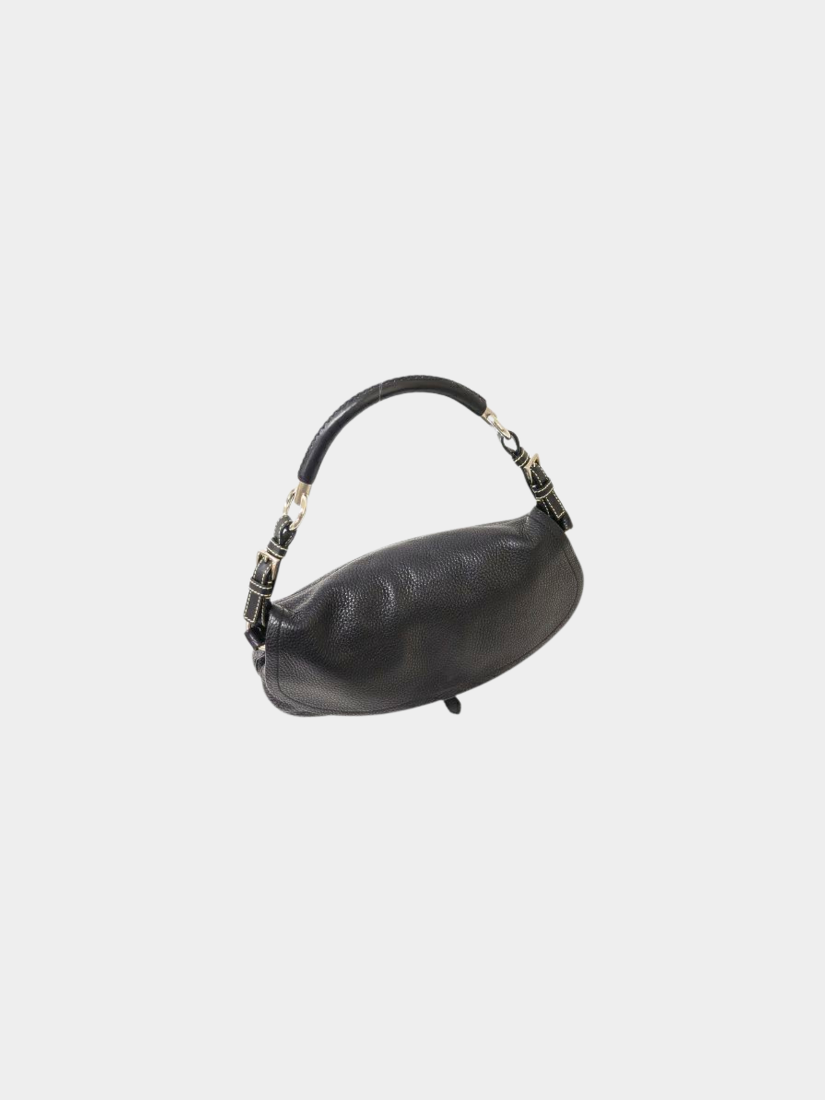 Prada 2000s Black Triangle Logo Leather One-Shoulder Bag