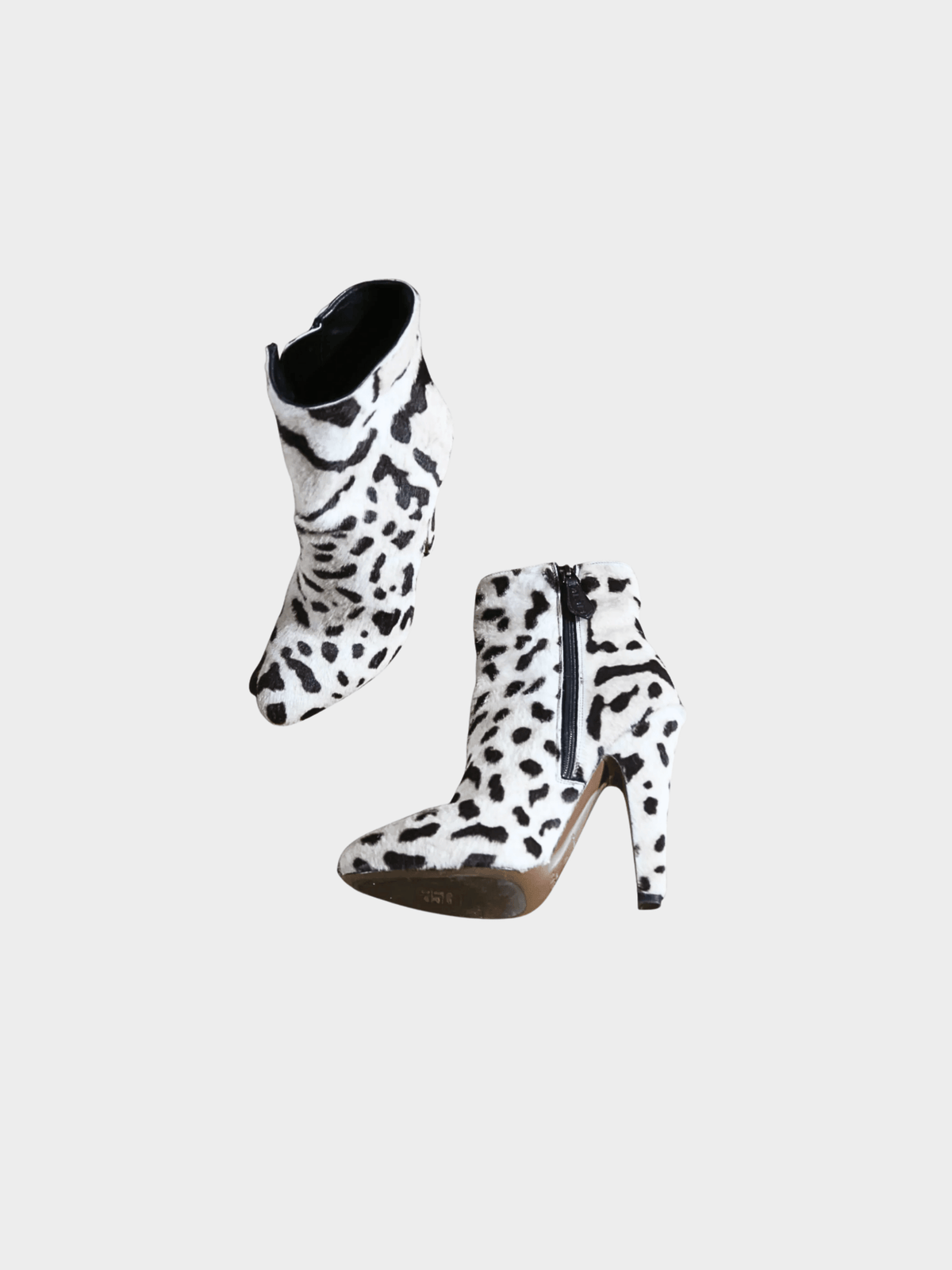 Azzedine Alaïa 2000s White and Black Ponyhair Zebra Print Boots