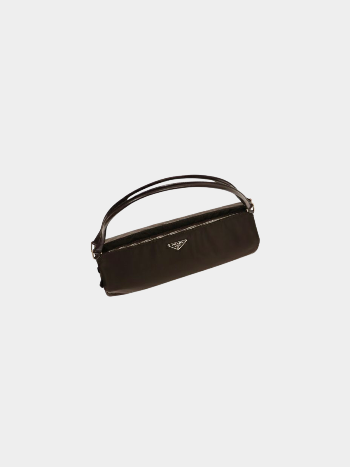 Prada 2000s Brown Nylon × Leather Triangle Logo Handbag
