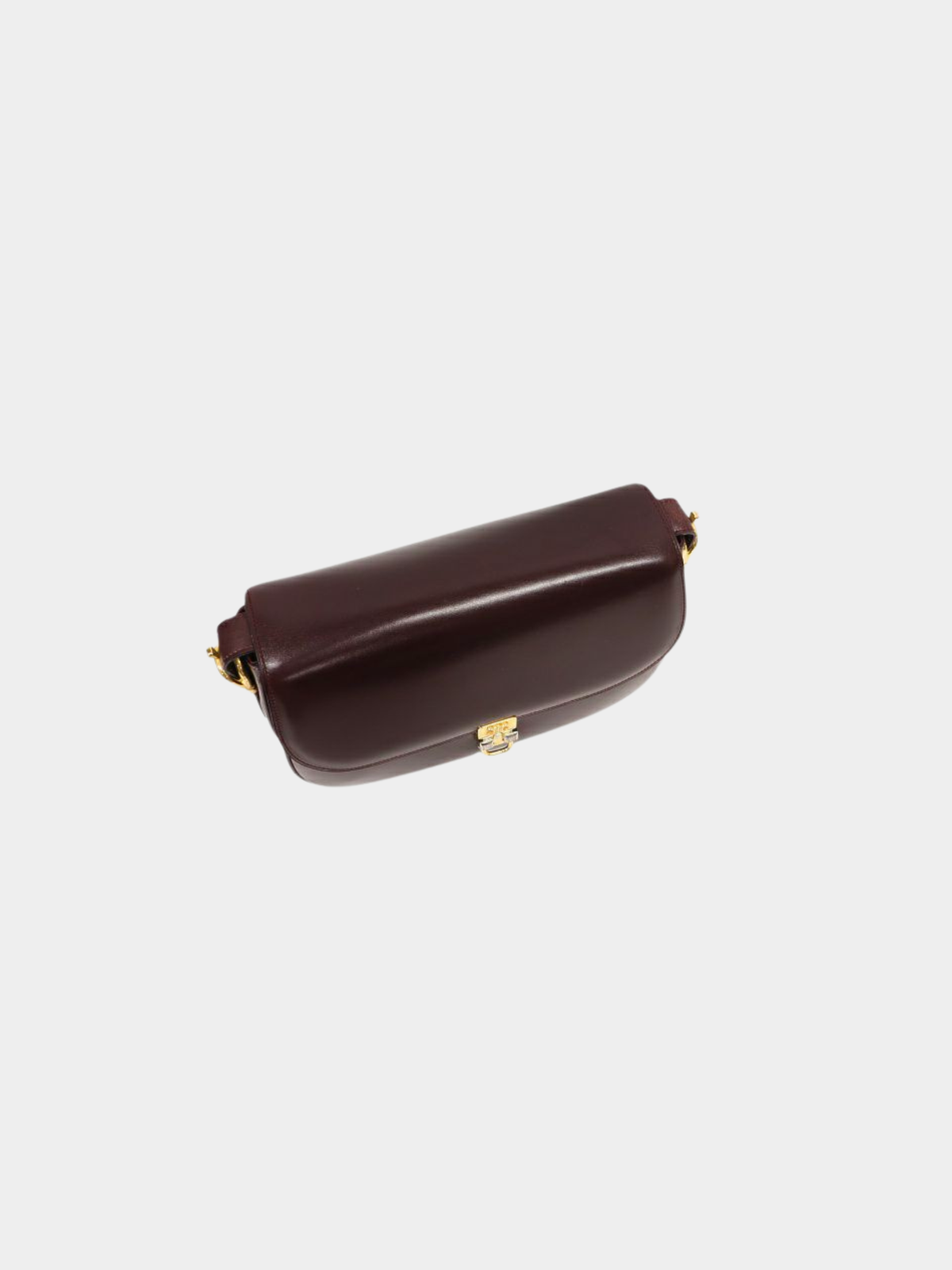 Celine 1990s Bordeaux Triomphe Leather Shoulder Bag