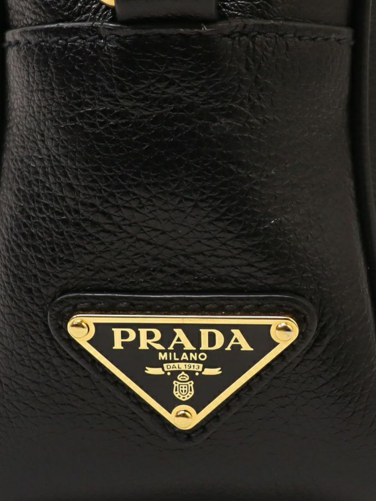 Prada 2010s Black Leather Logo-Embossed Shoulder Bag