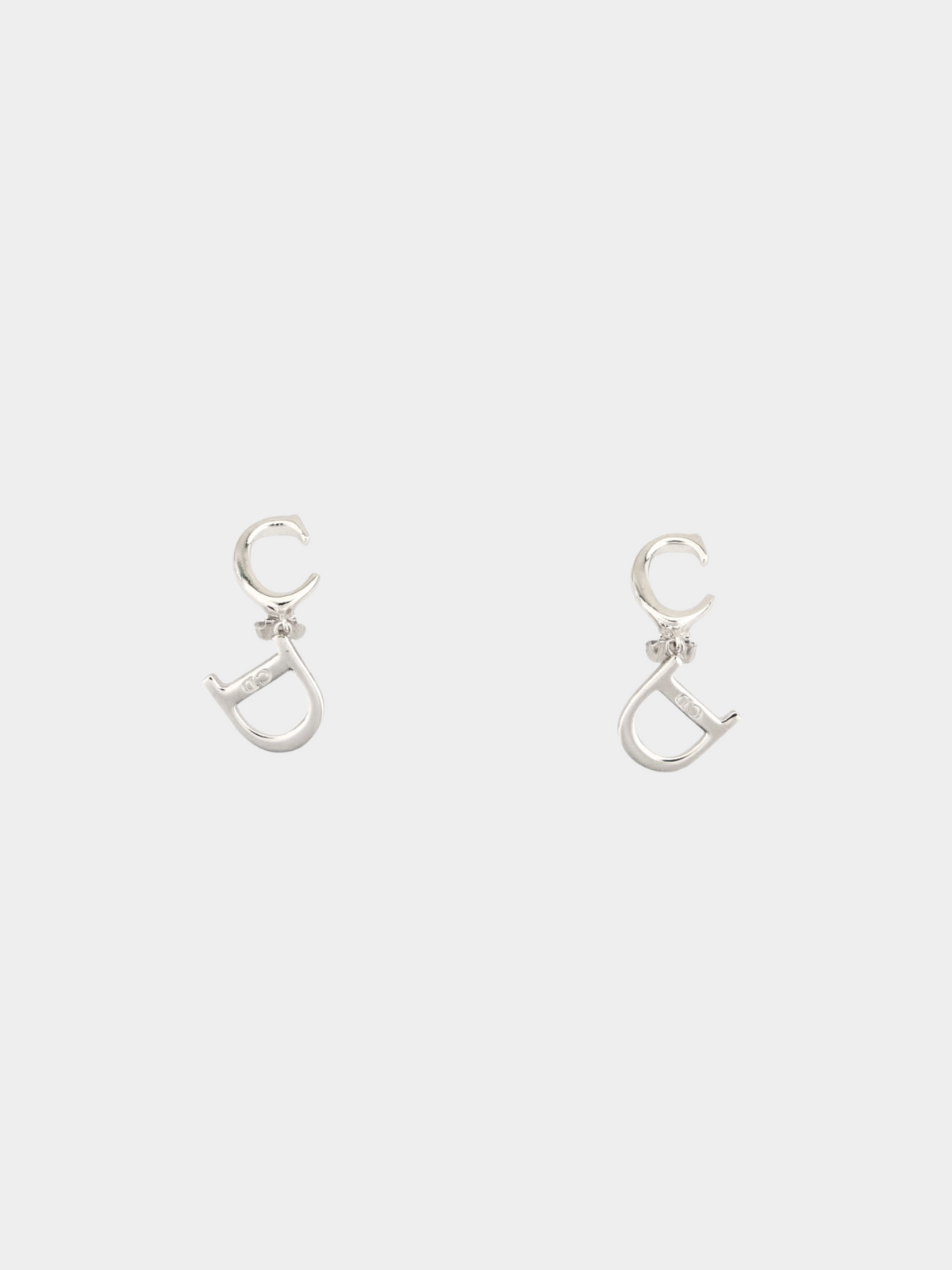 Christian Dior 2010s Silver CD Clip-on Earrings