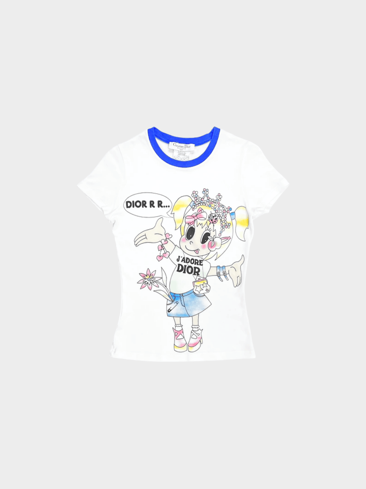 Christian Dior 2005 J' Adore Dior Cartoon Graphic Shirt, Long Sleeves, and Scarf Set