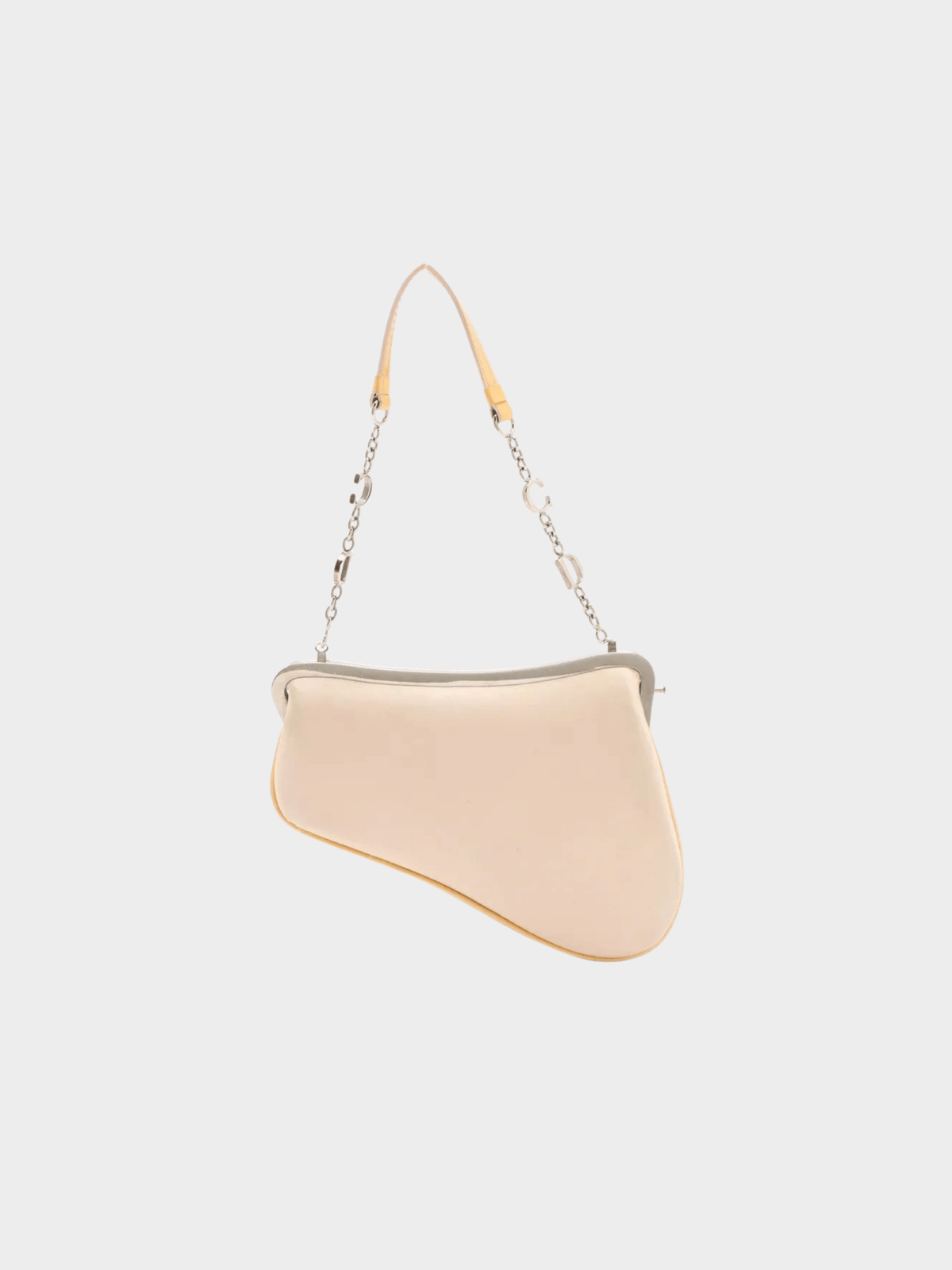 Christian Dior by John Galliano 2002 Beige Satin and Patent Leather Mini Saddle Bag