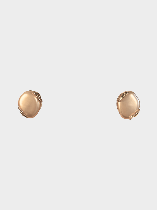 Chanel 1990s Beige Pearl and Gold Metal Earrings
