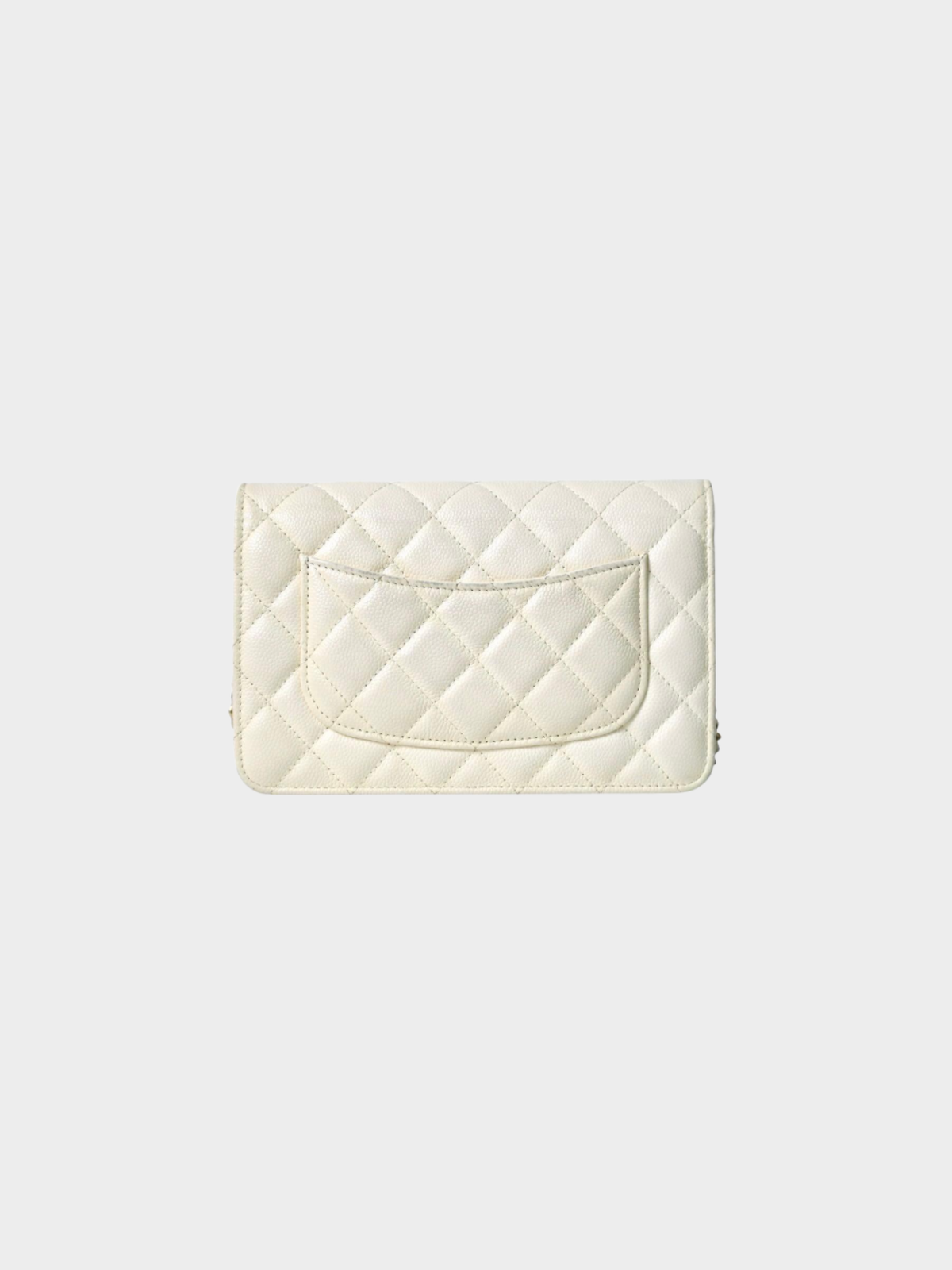 Chanel 2020s Classic White Caviar Bow Wallet on Chain