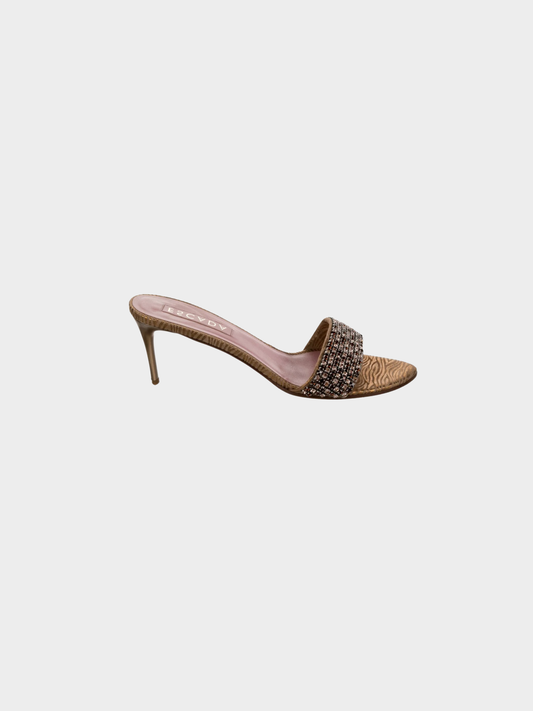 Escada 2000s Crystal Embellished Gold Heels