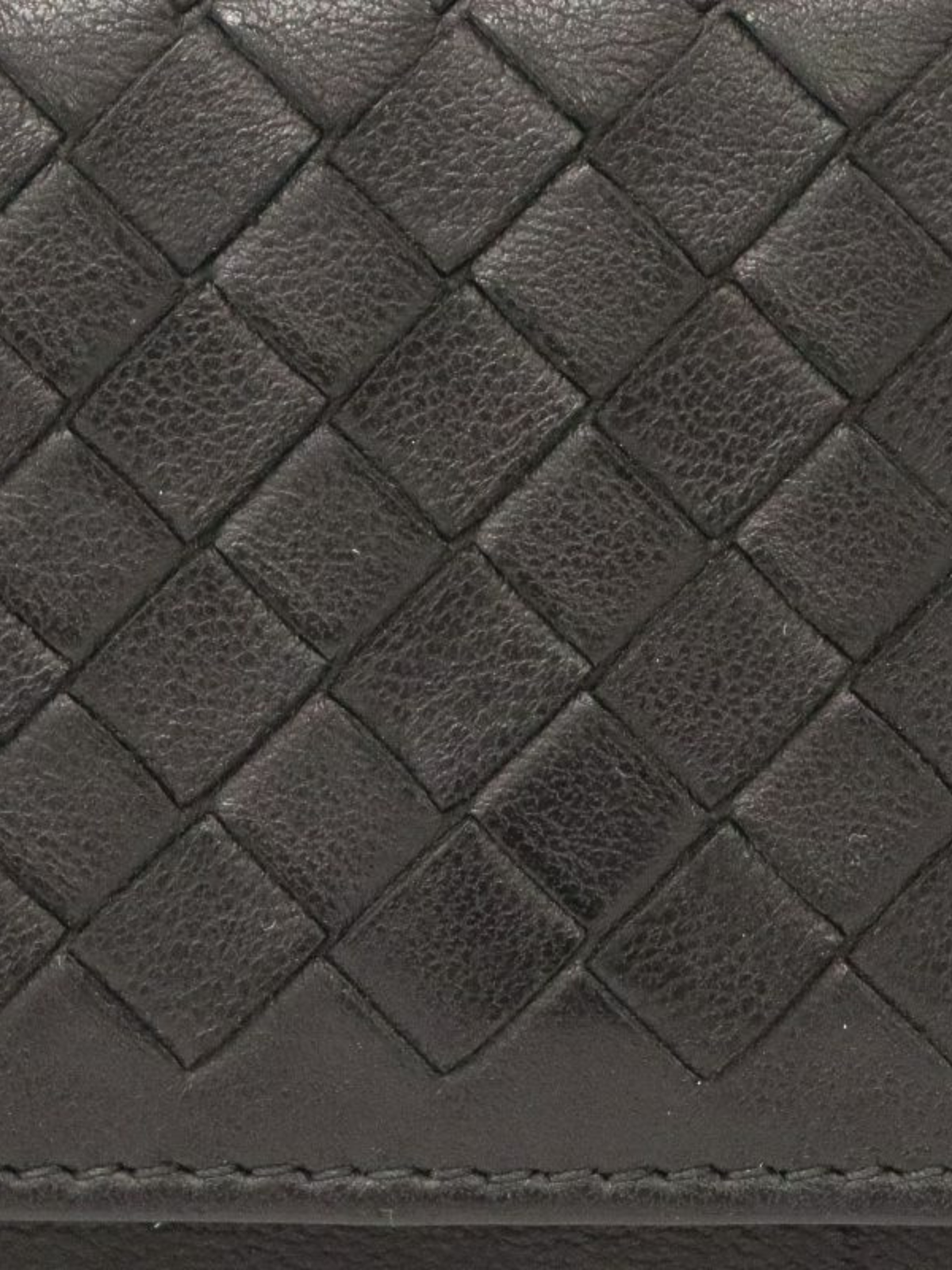 Bottega Veneta 2000s Black Intrecciato Leather Card Case