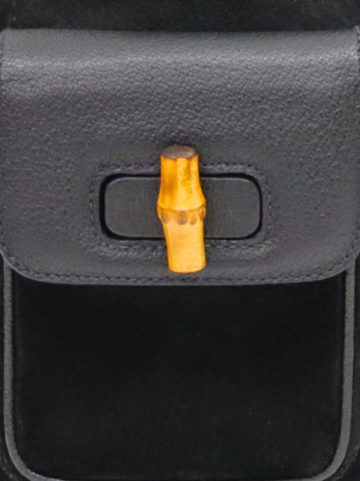 Gucci 2000s Black Suede Leather Bamboo Backpack