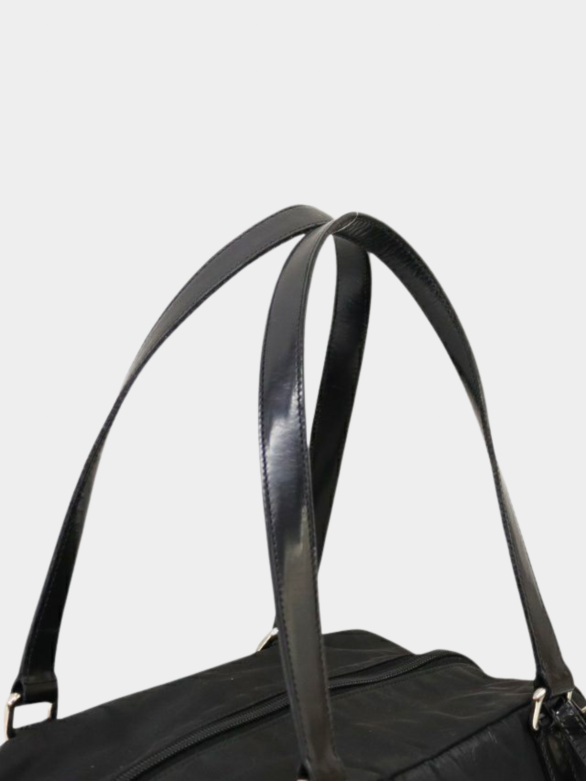 Prada 2000s Black Leather Nylon Handbag