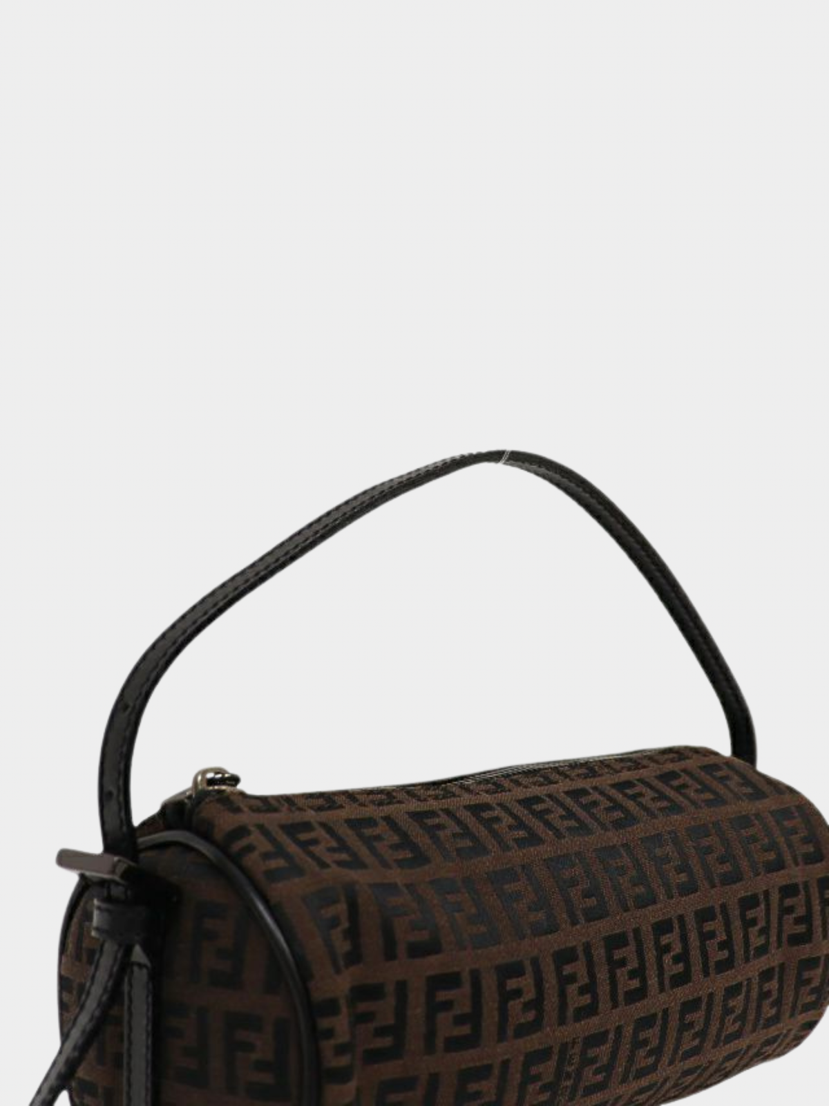 Fendi 2000s Brown Zucchino Canvas Leather Trim One-Shoulder Bag