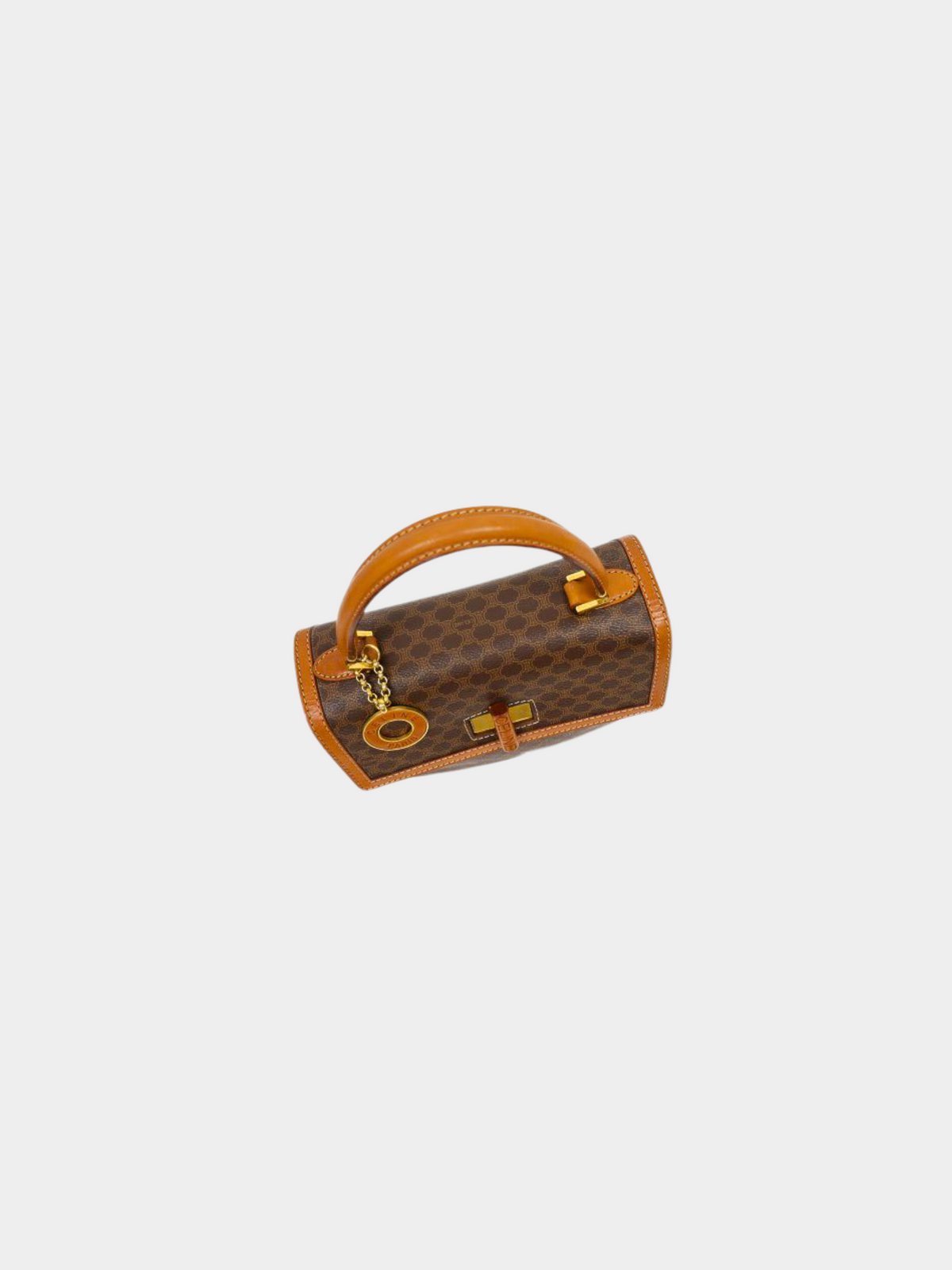 Celine 2000s Brown Macadam Turn Lock Handbag