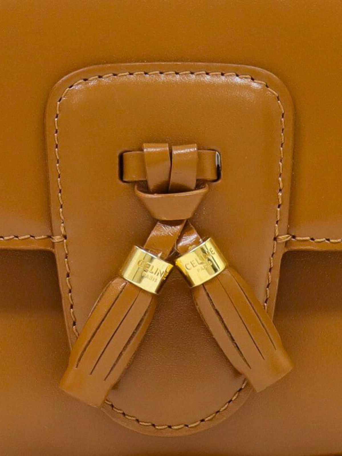 Celine 2010s Brown Leather Tassels Shoulder Bag
