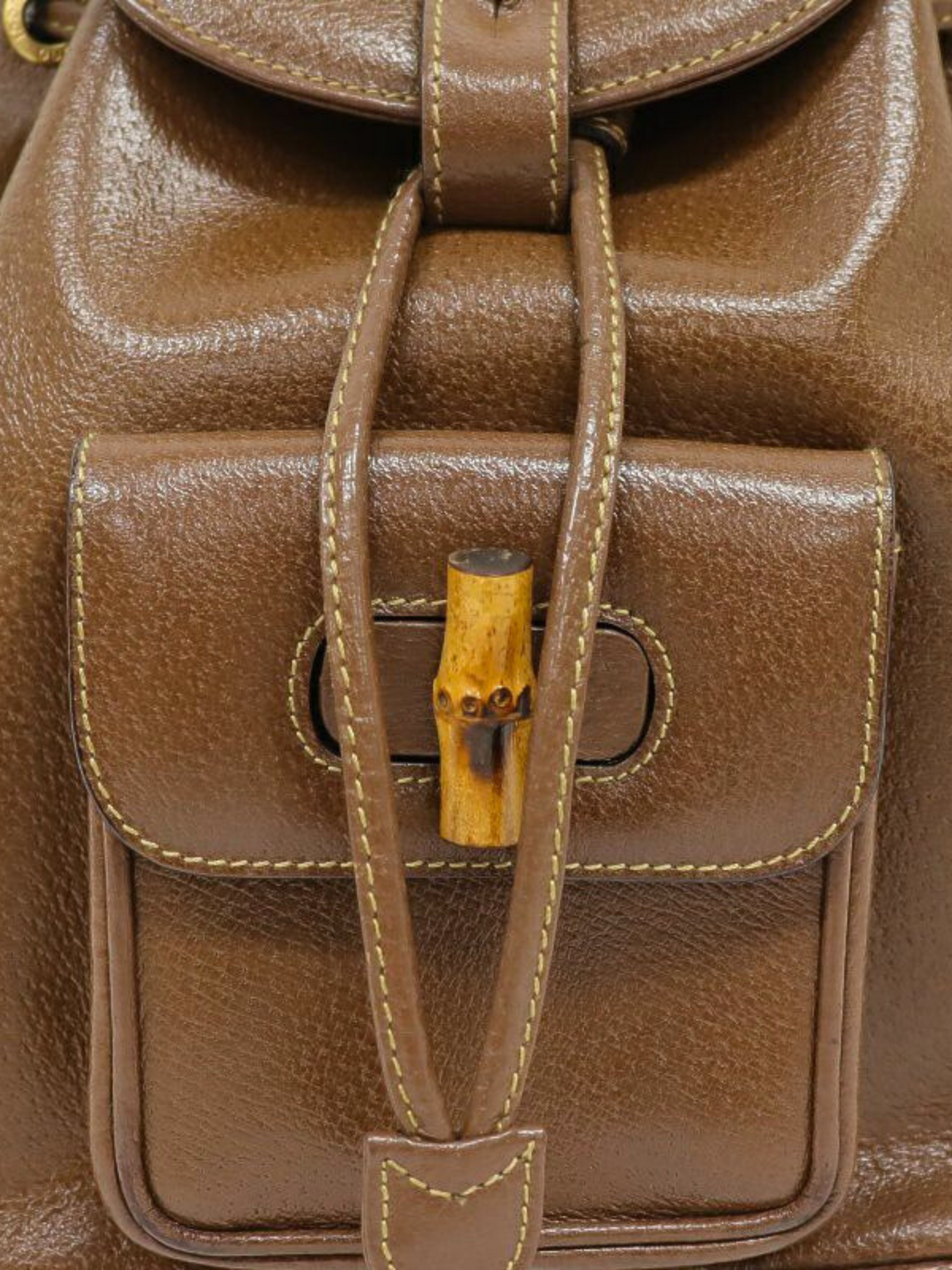 Gucci 2000s Brown Bamboo Leather Backpack
