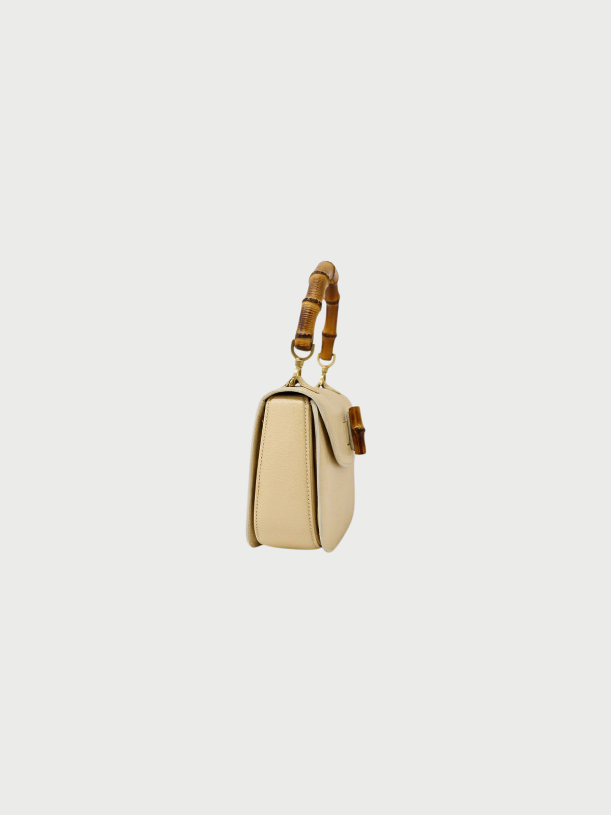 Gucci 2000s Beige Leather Bamboo Turn-Lock 2Way Bag