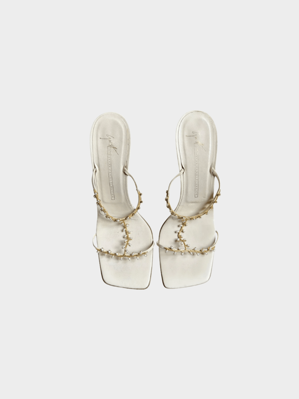 Giuseppe Zanotti 2000s White Leather Pearl Heels