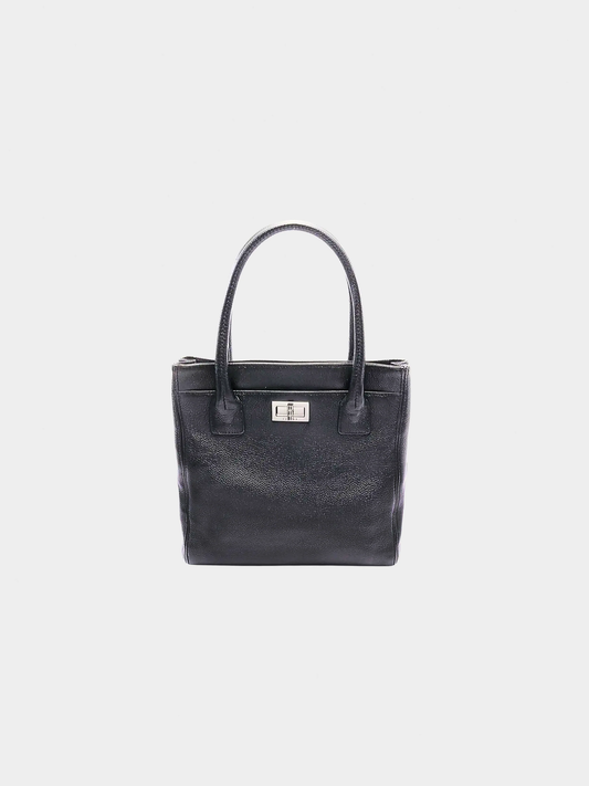 Chanel 2000s Black Reissue Cerf Executive Tote Bag
