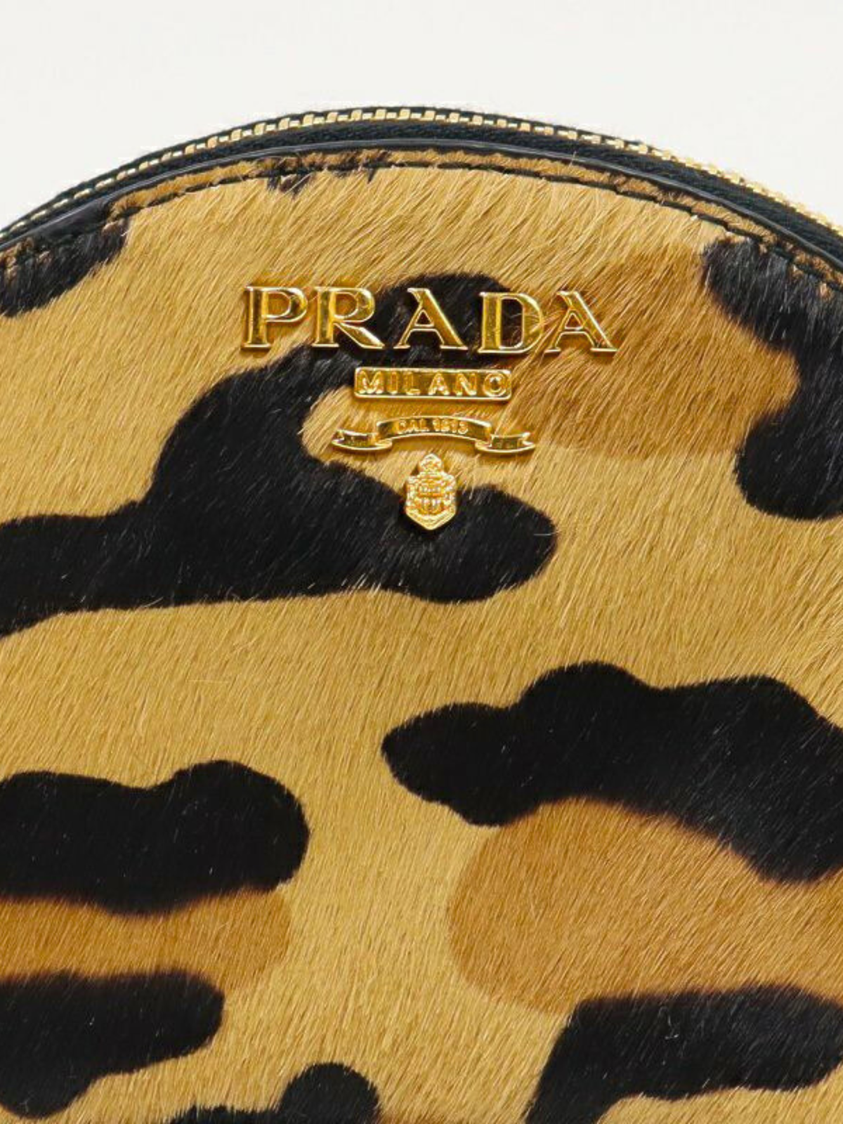 Prada 2000s Brown Black Leopard Haircalf Mini Pouch