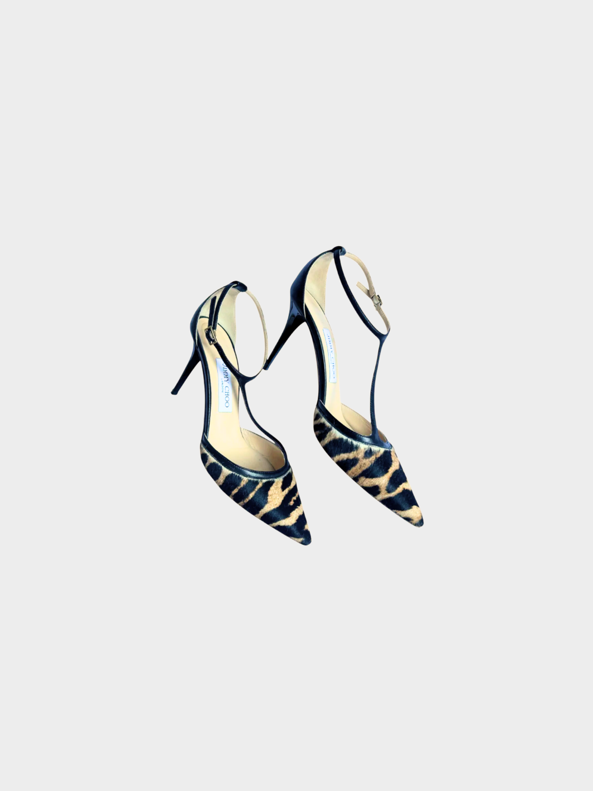 Jimmy Choo 2000s Beige Pony Hair Tiger Print Heels